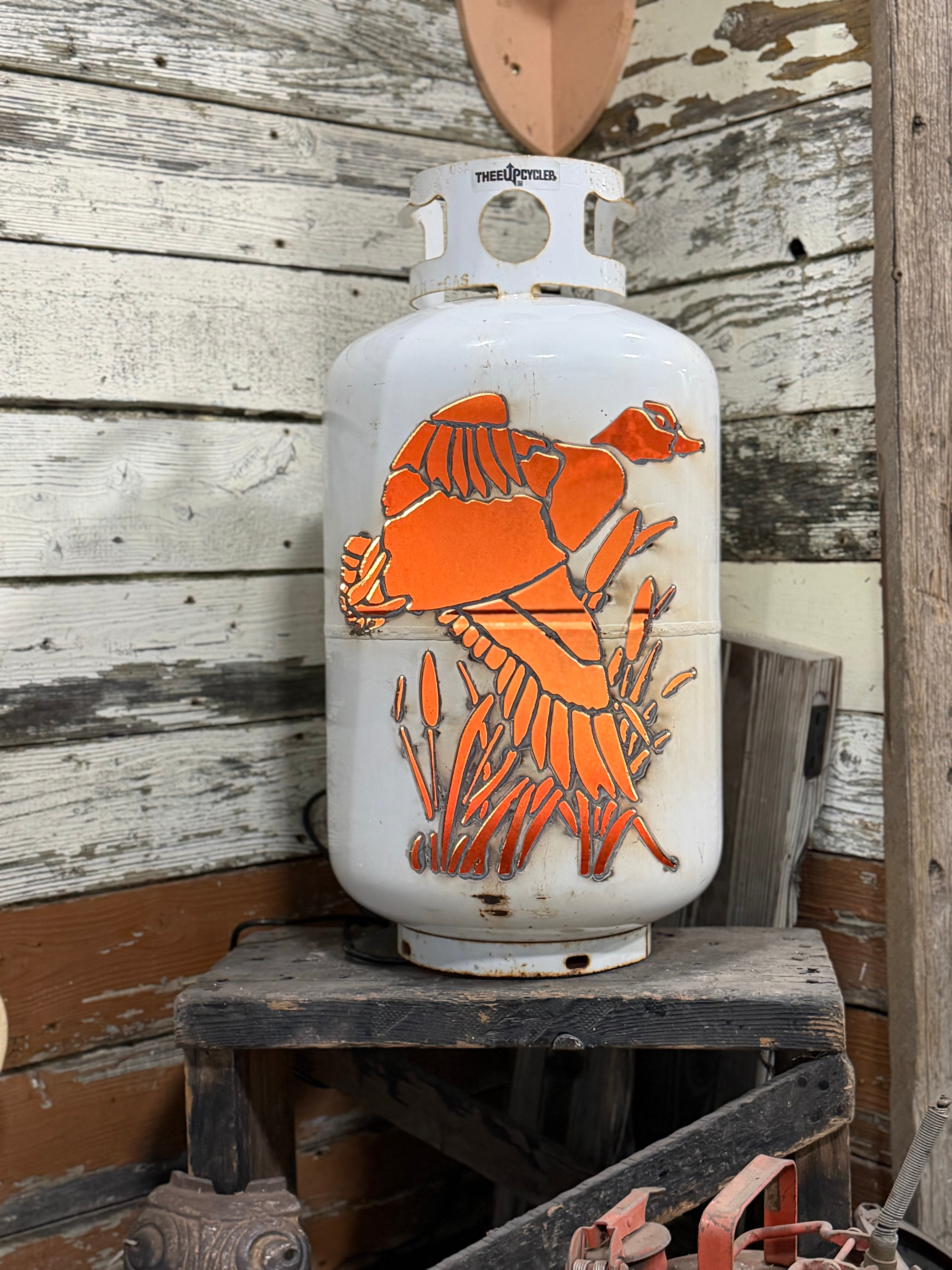 30lb Upcycled Patio Lantern, Ember Mallard (Duck) Natural Finish