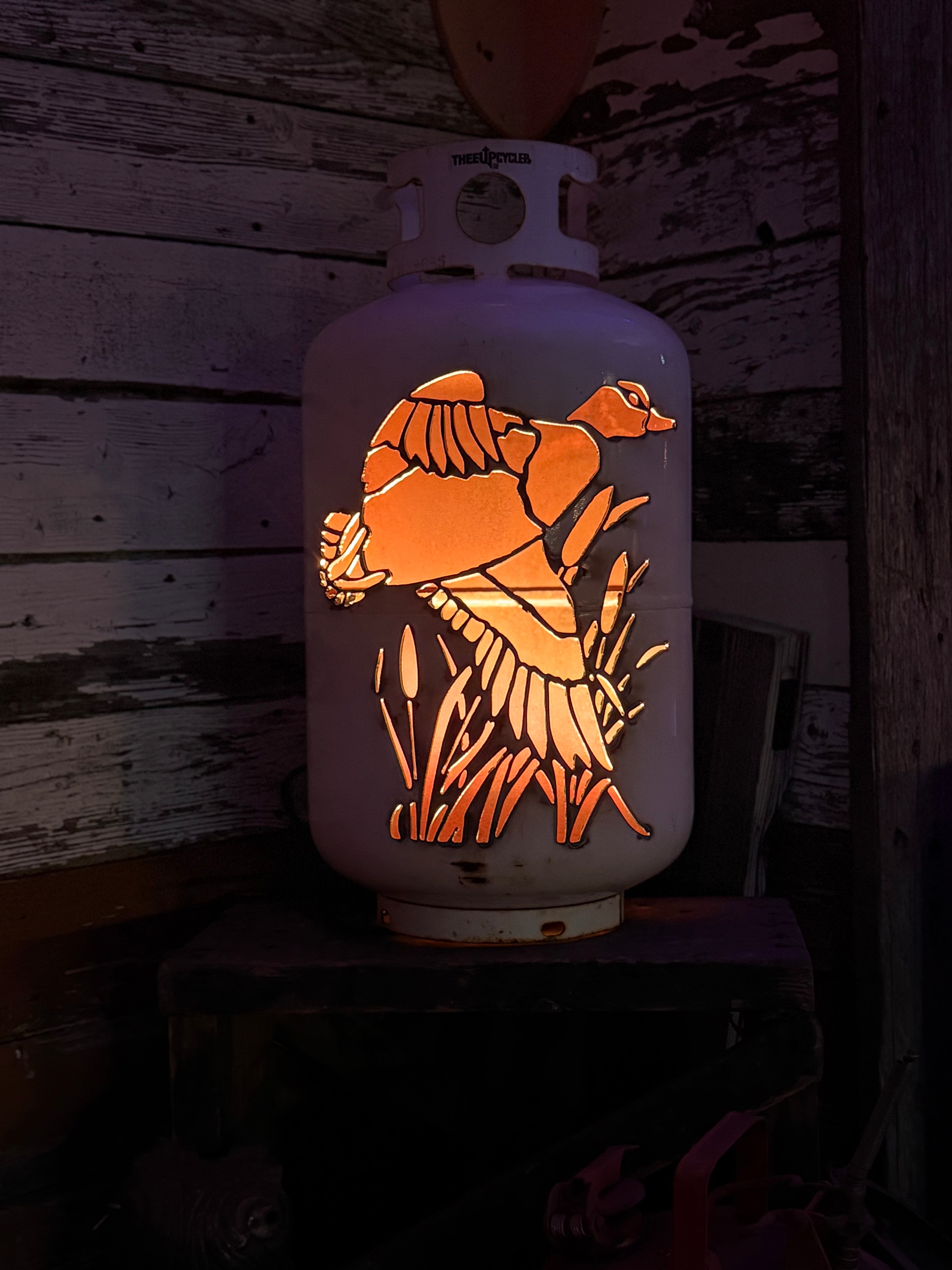 30lb Upcycled Patio Lantern, Ember Mallard (Duck) Natural Finish
