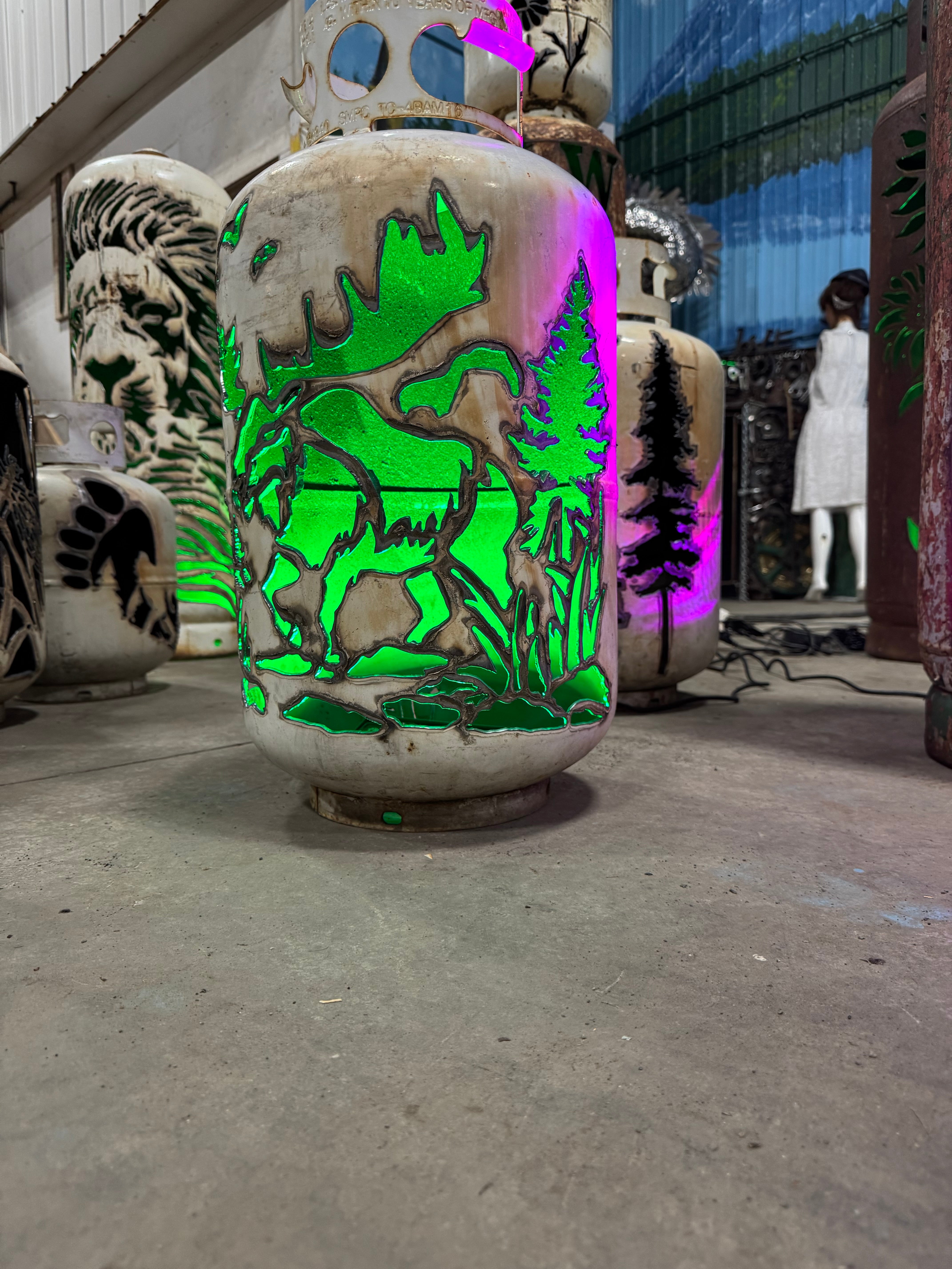 30lb Upcycled Patio Lantern, Moose Scene