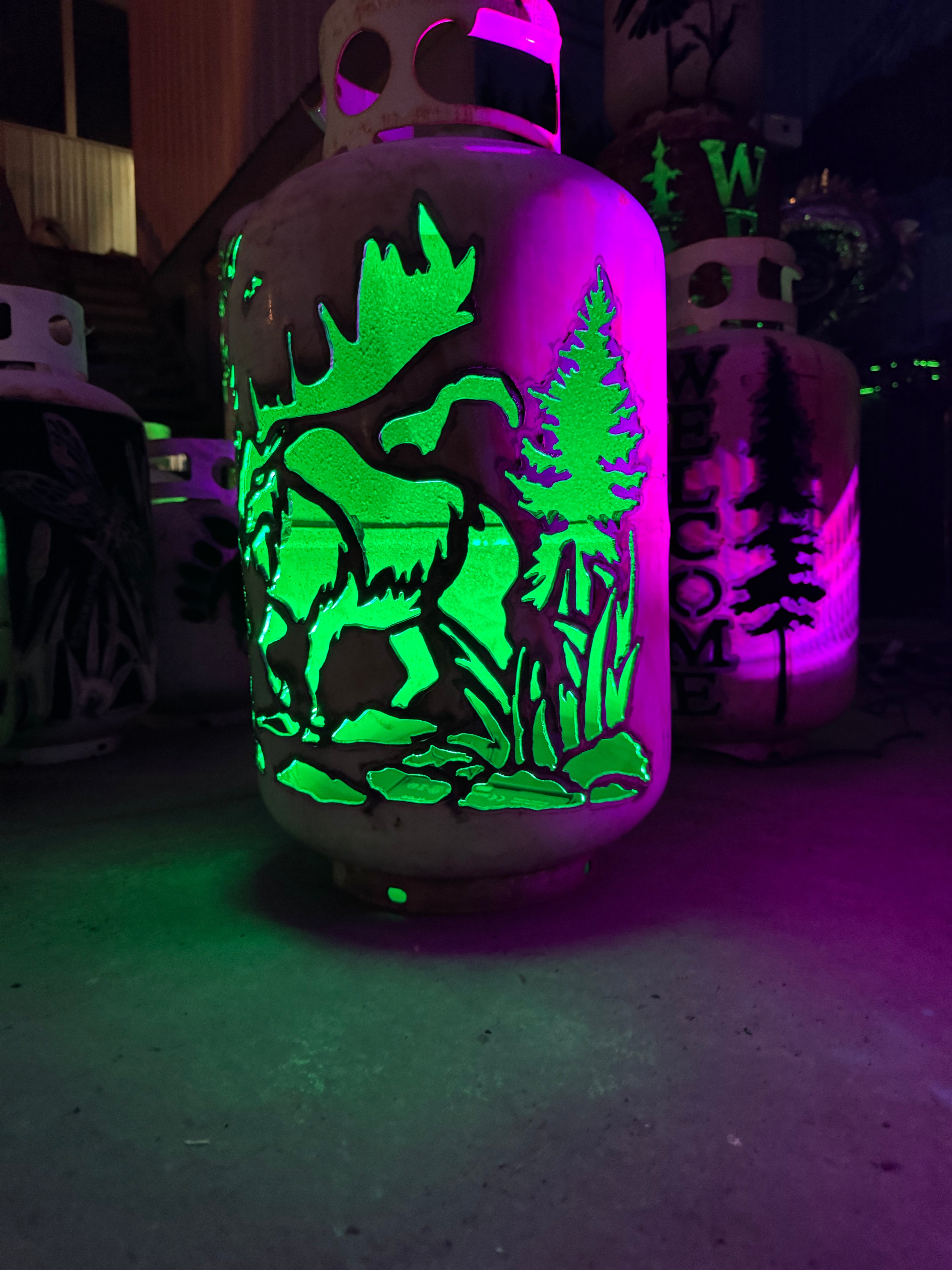 30lb Upcycled Patio Lantern, Moose Scene