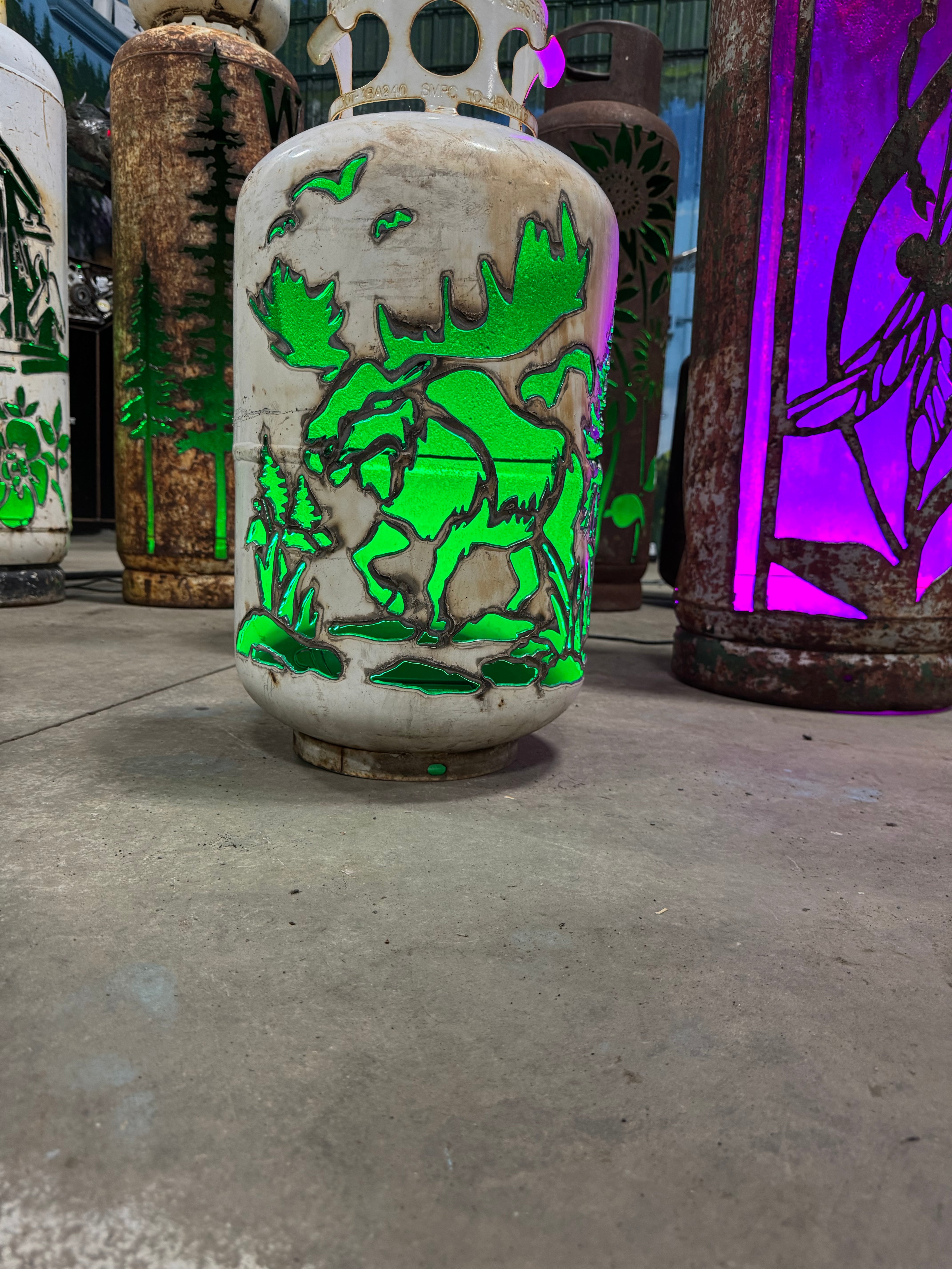 30lb Upcycled Patio Lantern, Moose Scene