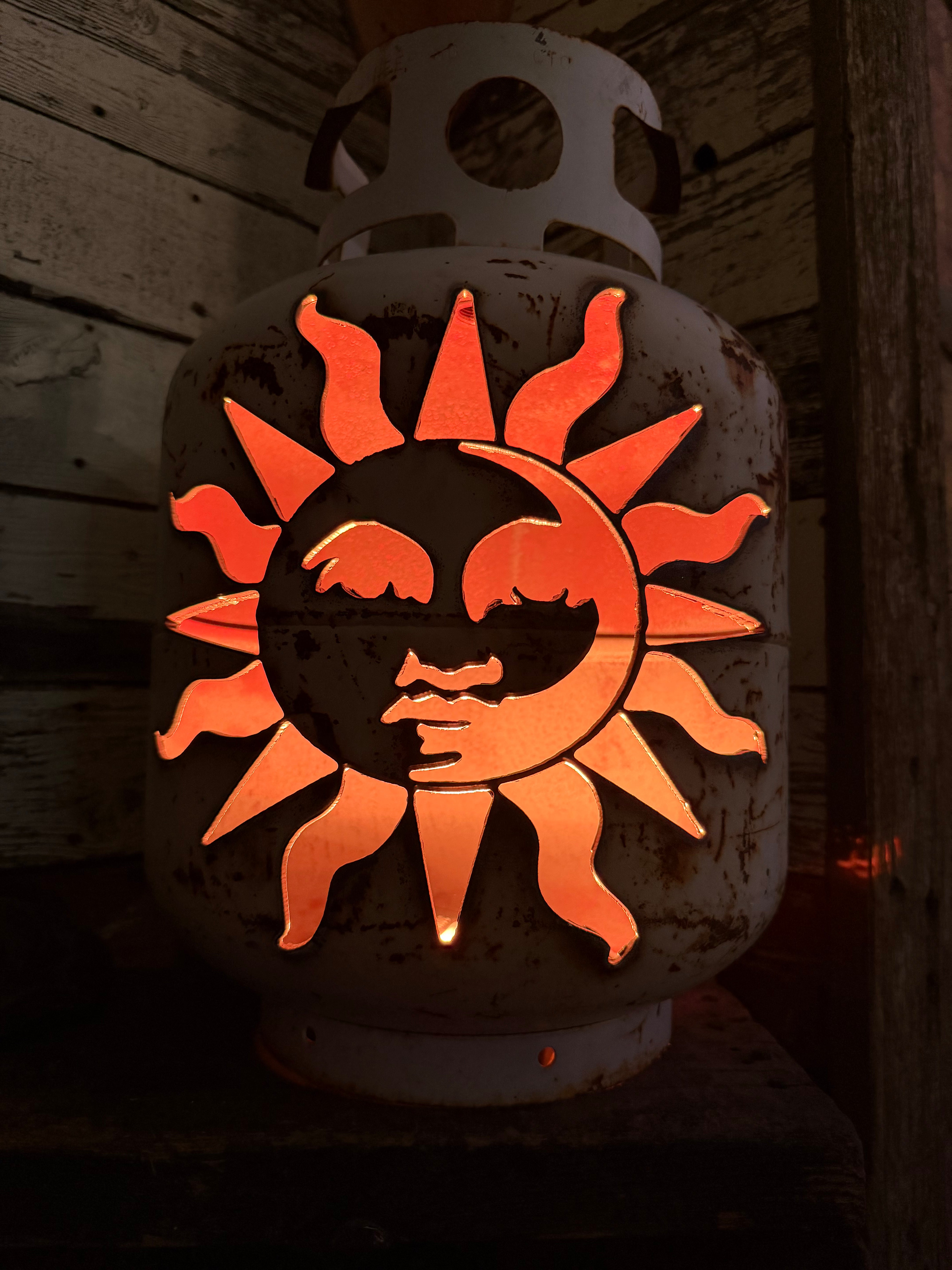 20lb Upcycled Patio Lantern, Smiley Sun