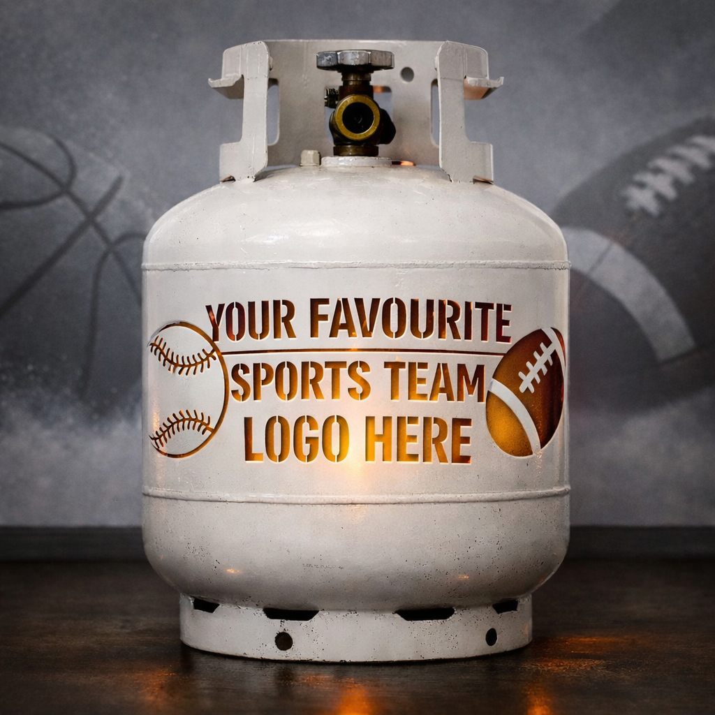 Custom, 30lb/20lb Upcycled Patio Lantern, Sports Team Logo