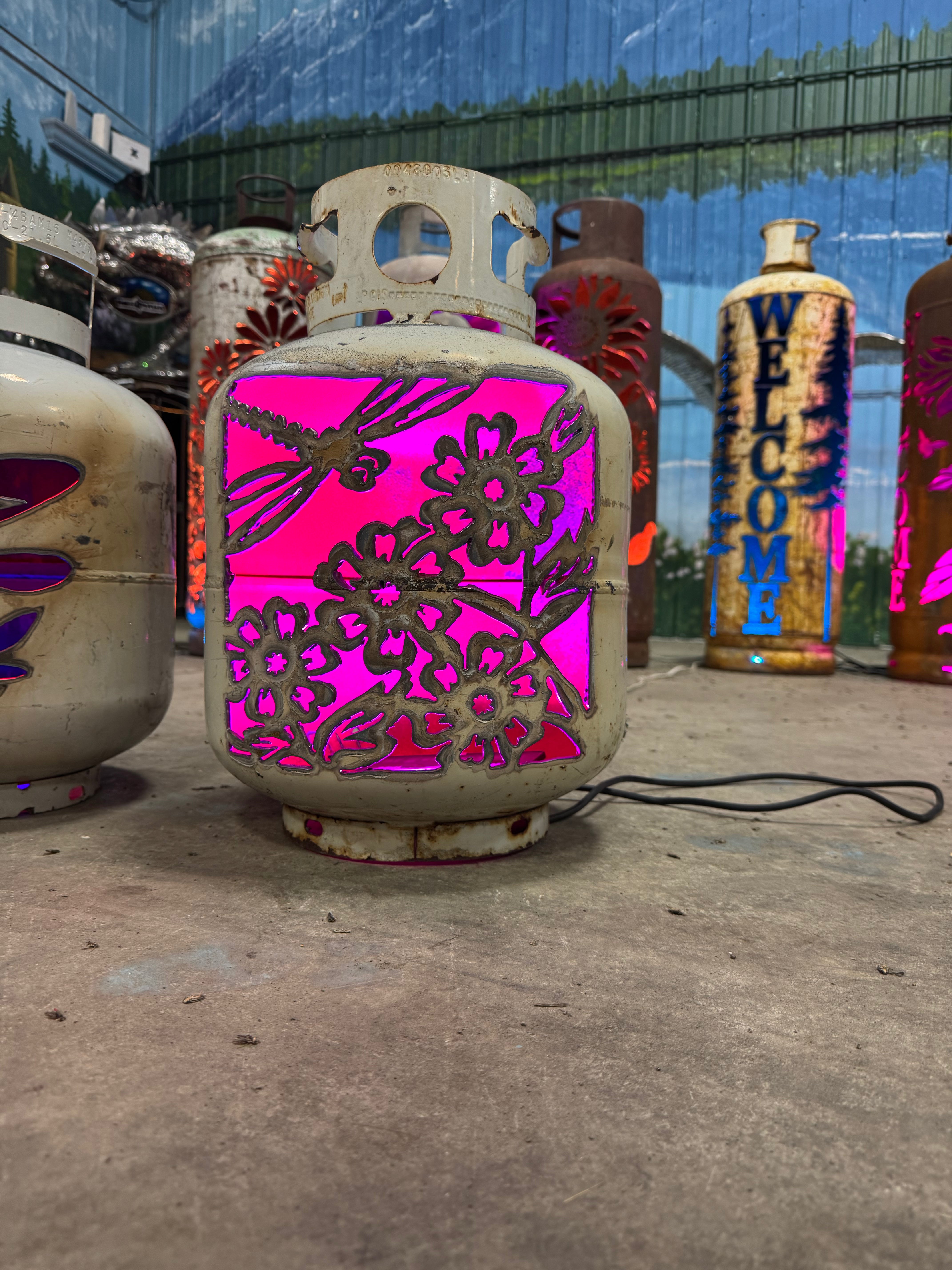 20lb Upcycled Patio Lantern, Nora Dragonfly