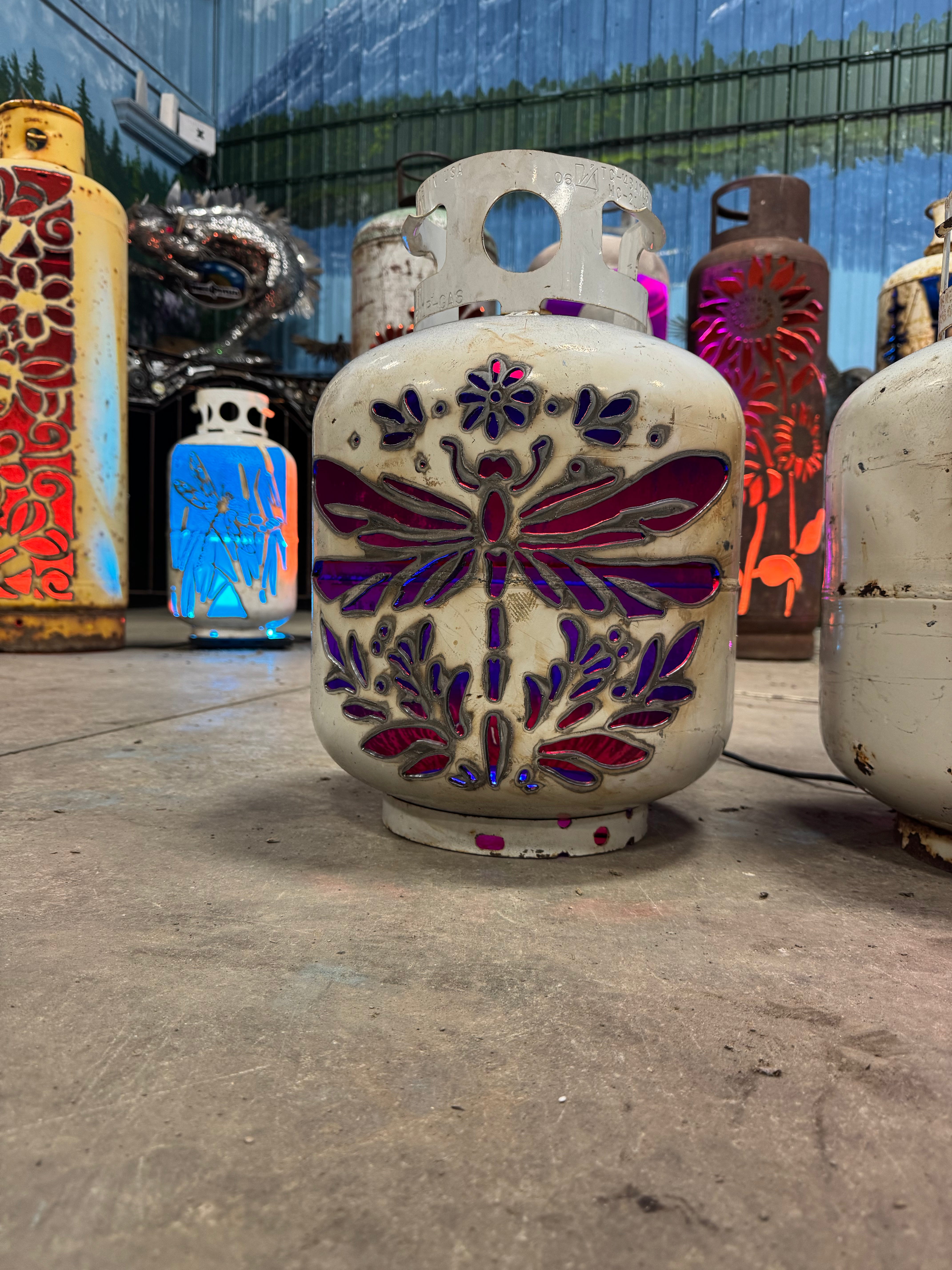 20lb Upcycled Patio Lantern, Freya Dragonfly