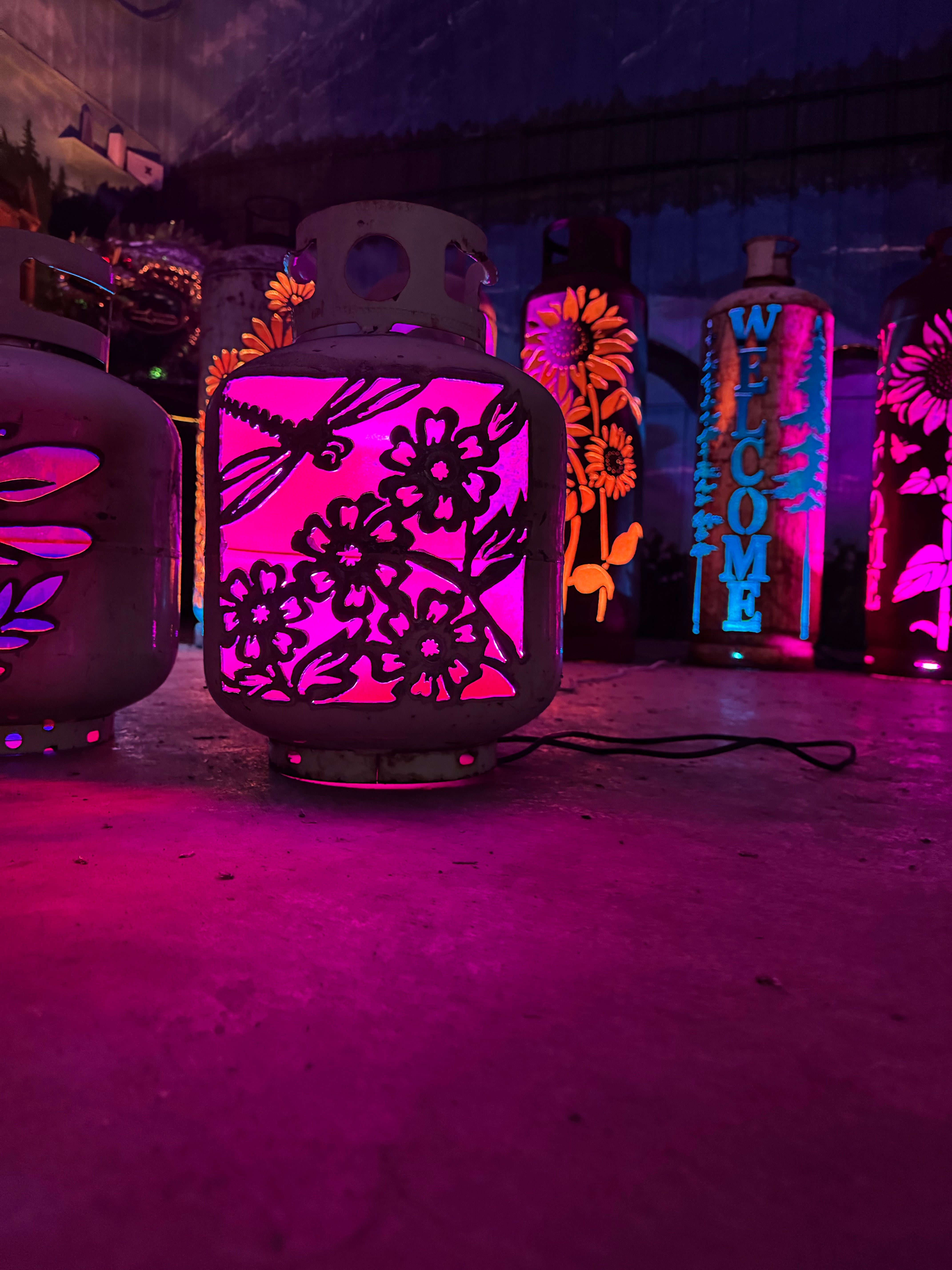 20lb Upcycled Patio Lantern, Nora Dragonfly