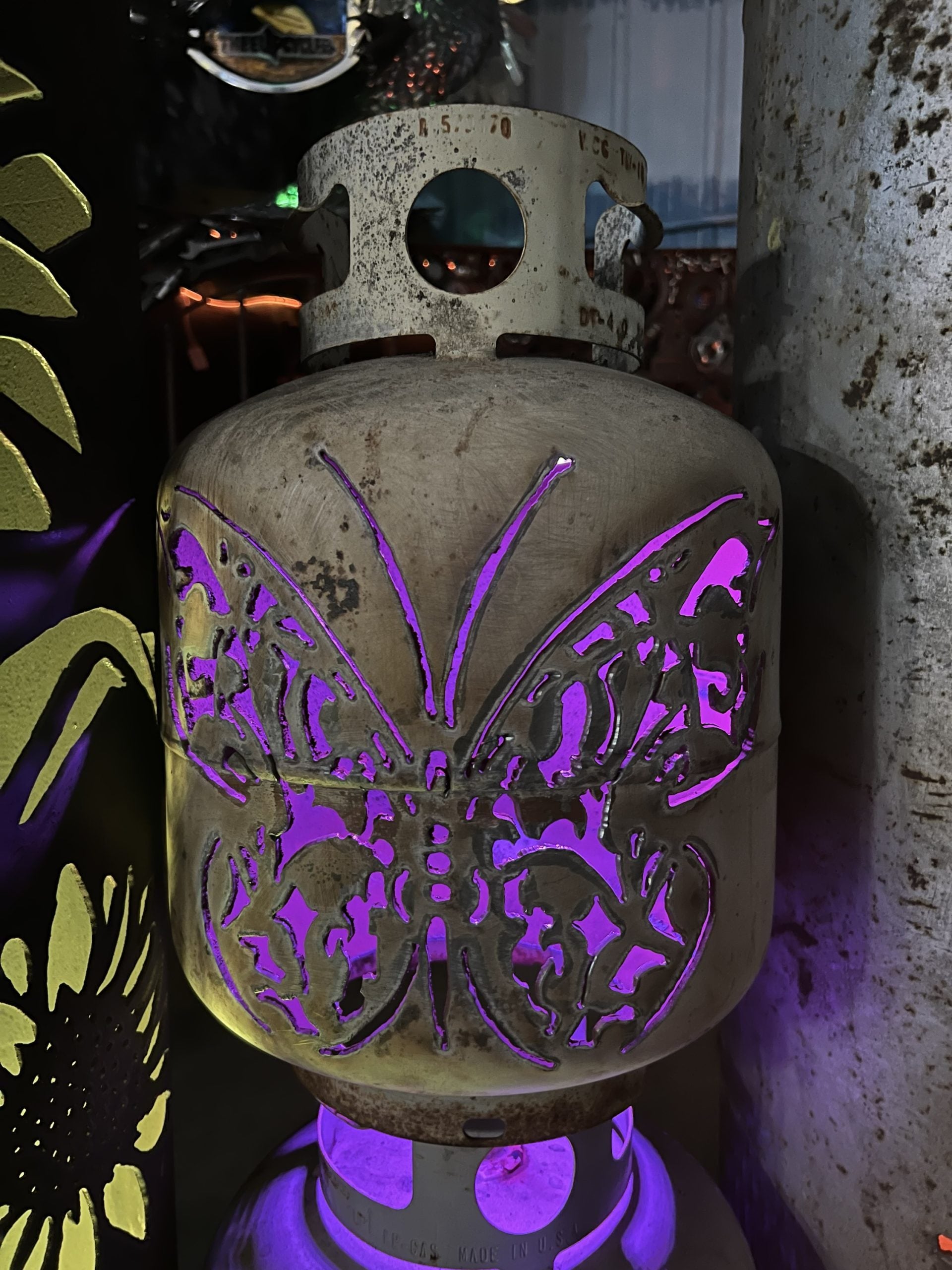 20lb Upcycled Patio Lantern, Butterfly