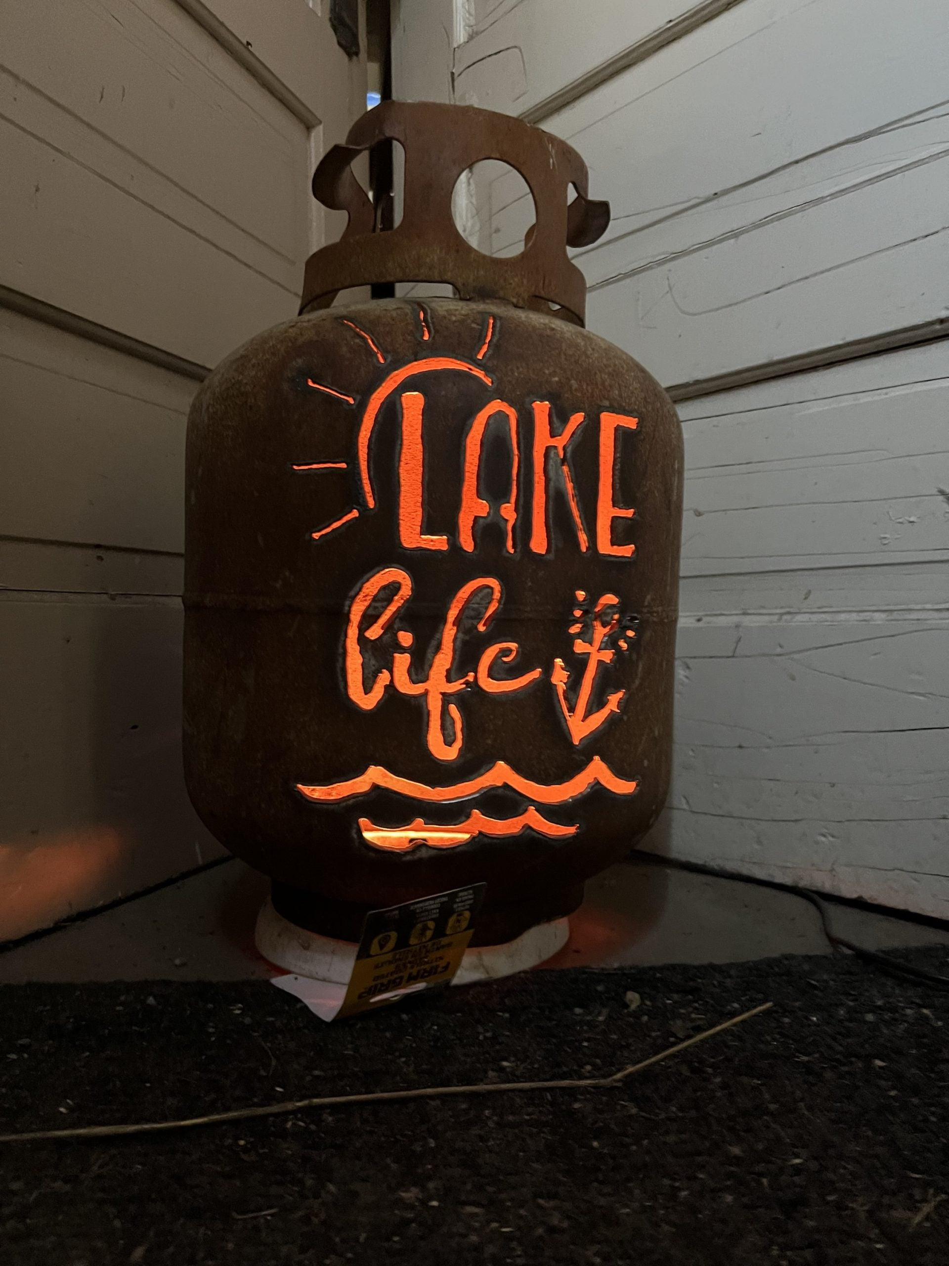 20lb Upcycled Patio Lantern, Lake Life