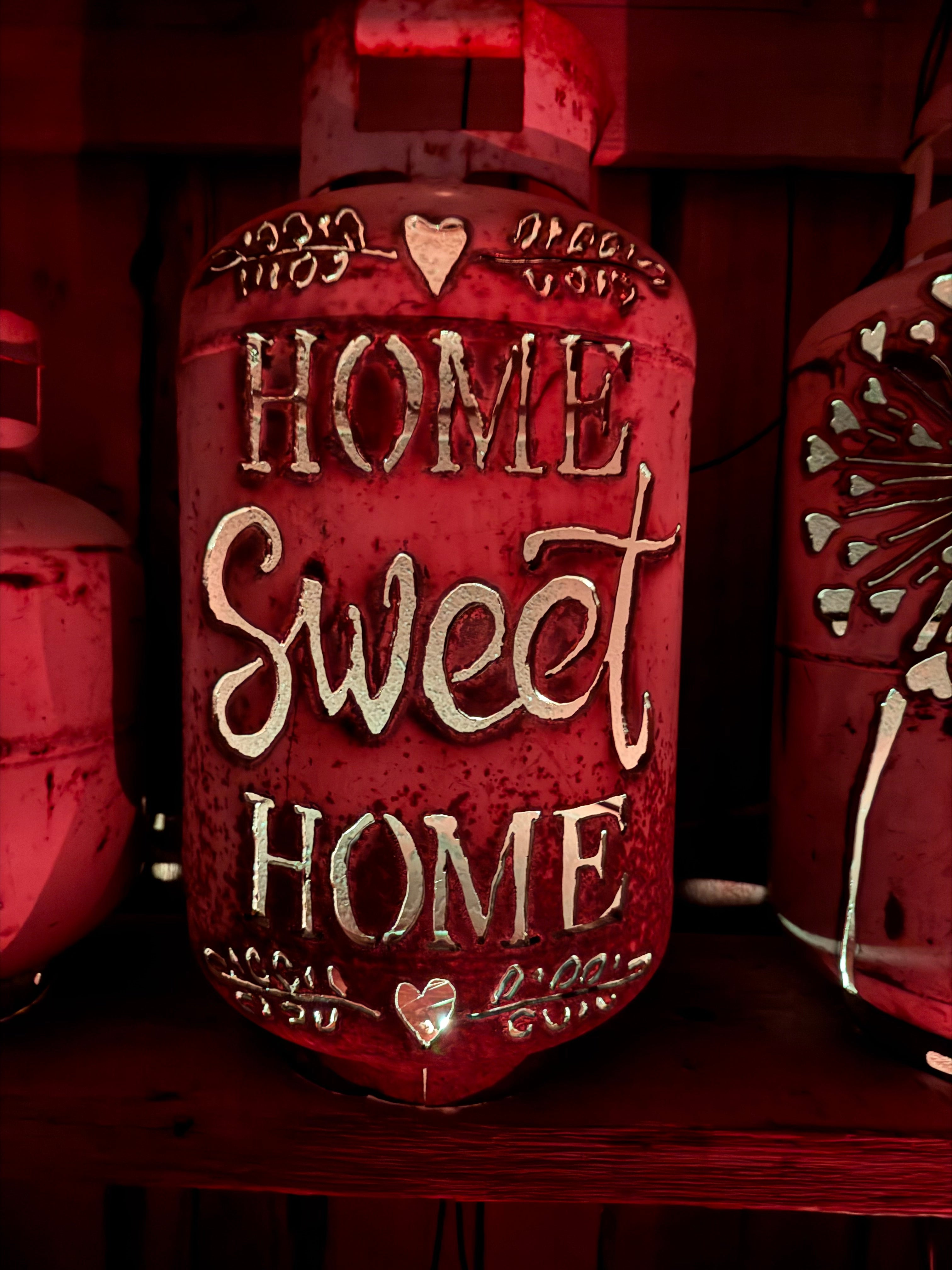 30lb Upcycled Patio Lantern, Home Sweet Home
