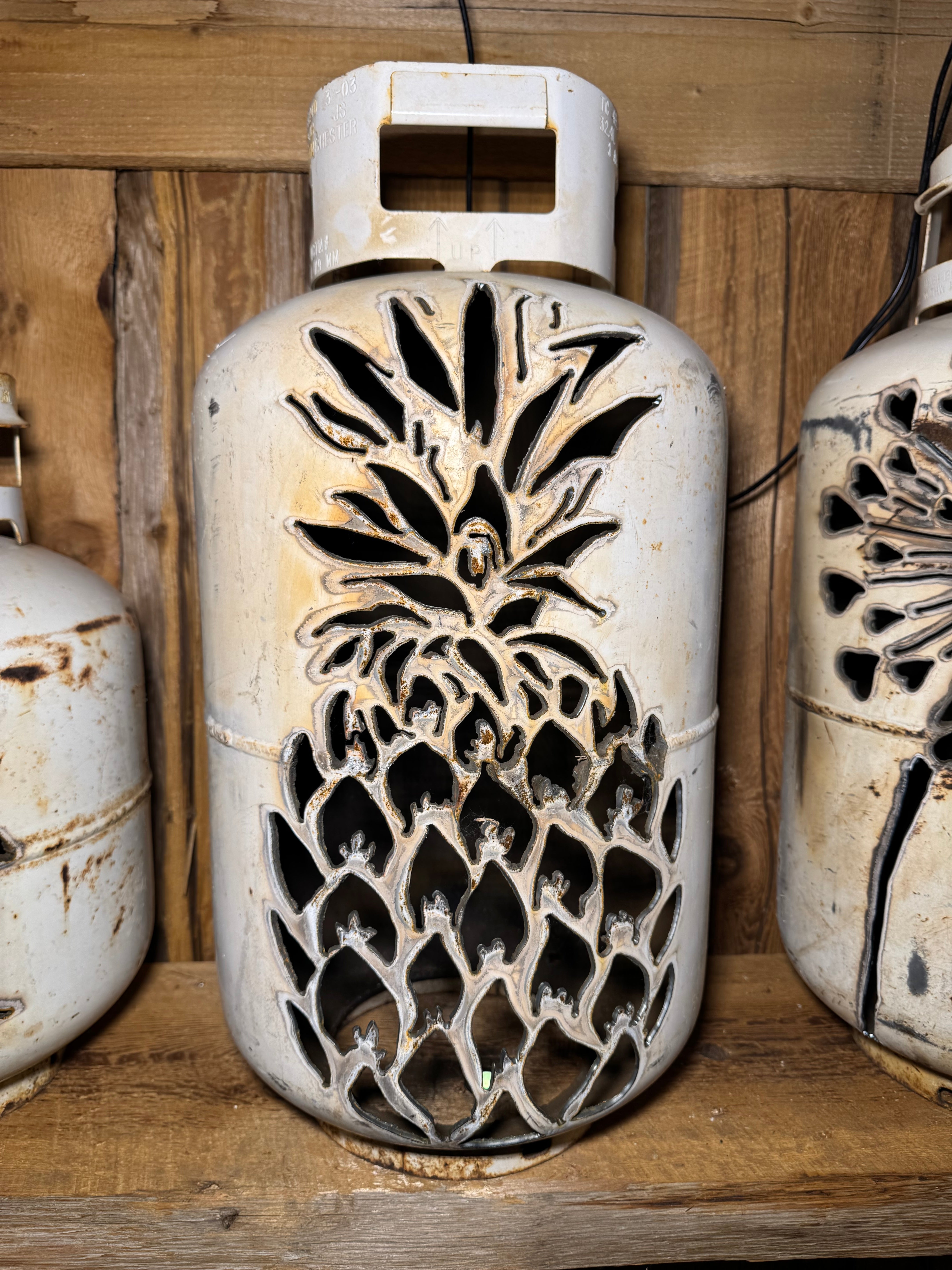 30lb Upcycled Patio Lantern, Pineapple