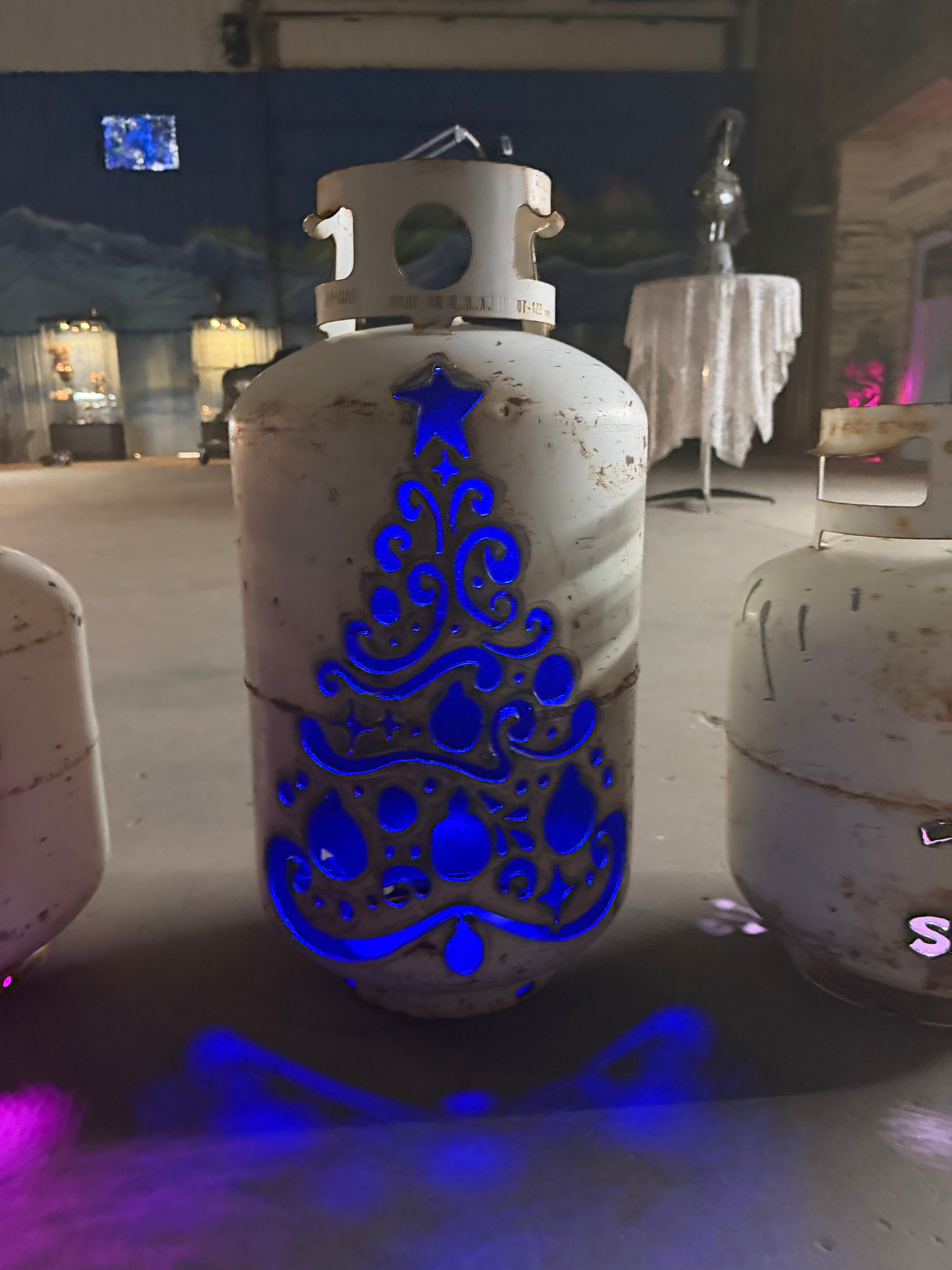 30lb Upcycled Patio Lantern, Oh Christmas Tree