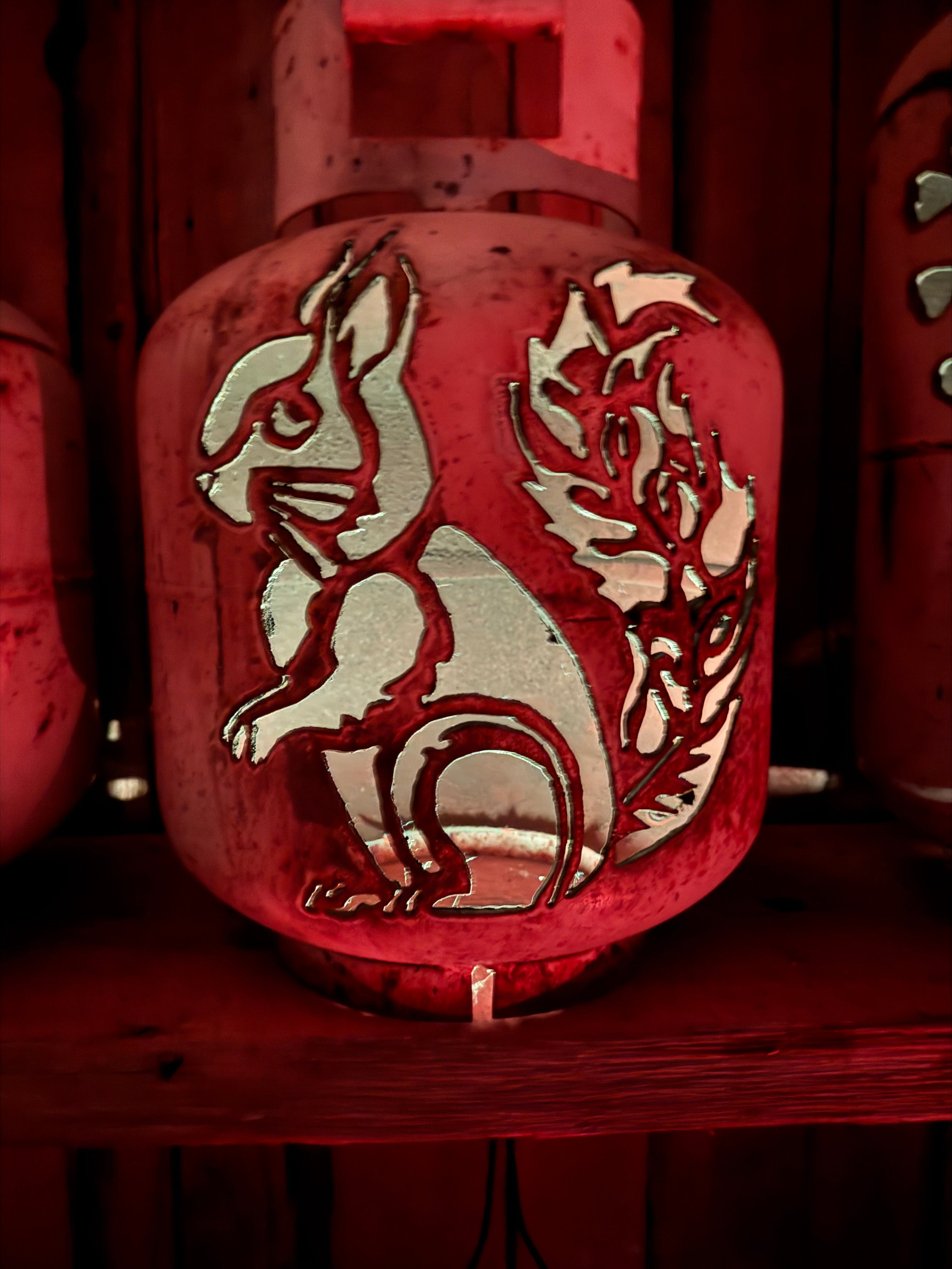 20lb Upcycled Patio Lantern, Squirrel