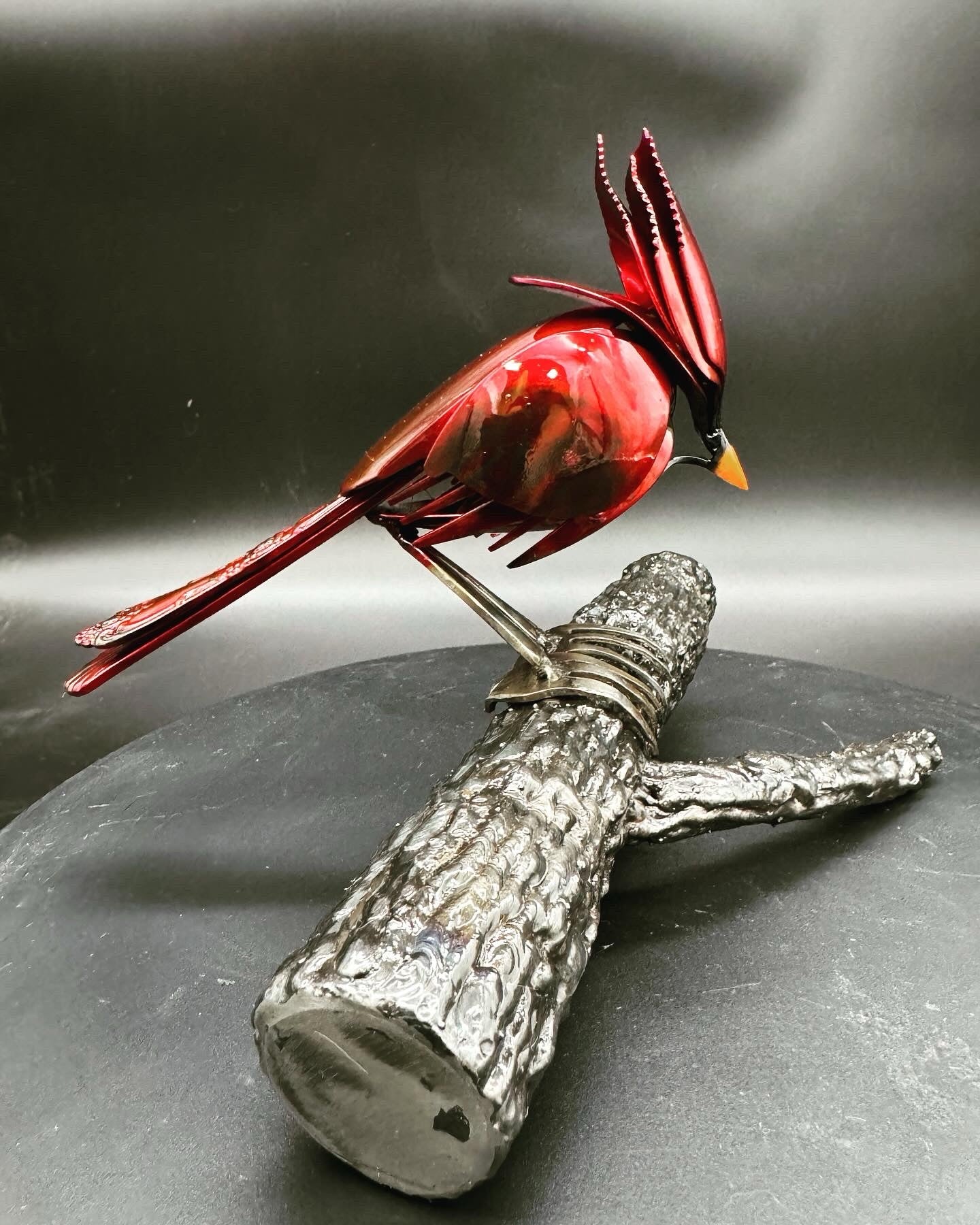 TheeUpCycled Art, Single Cardinal Perched on a Branch