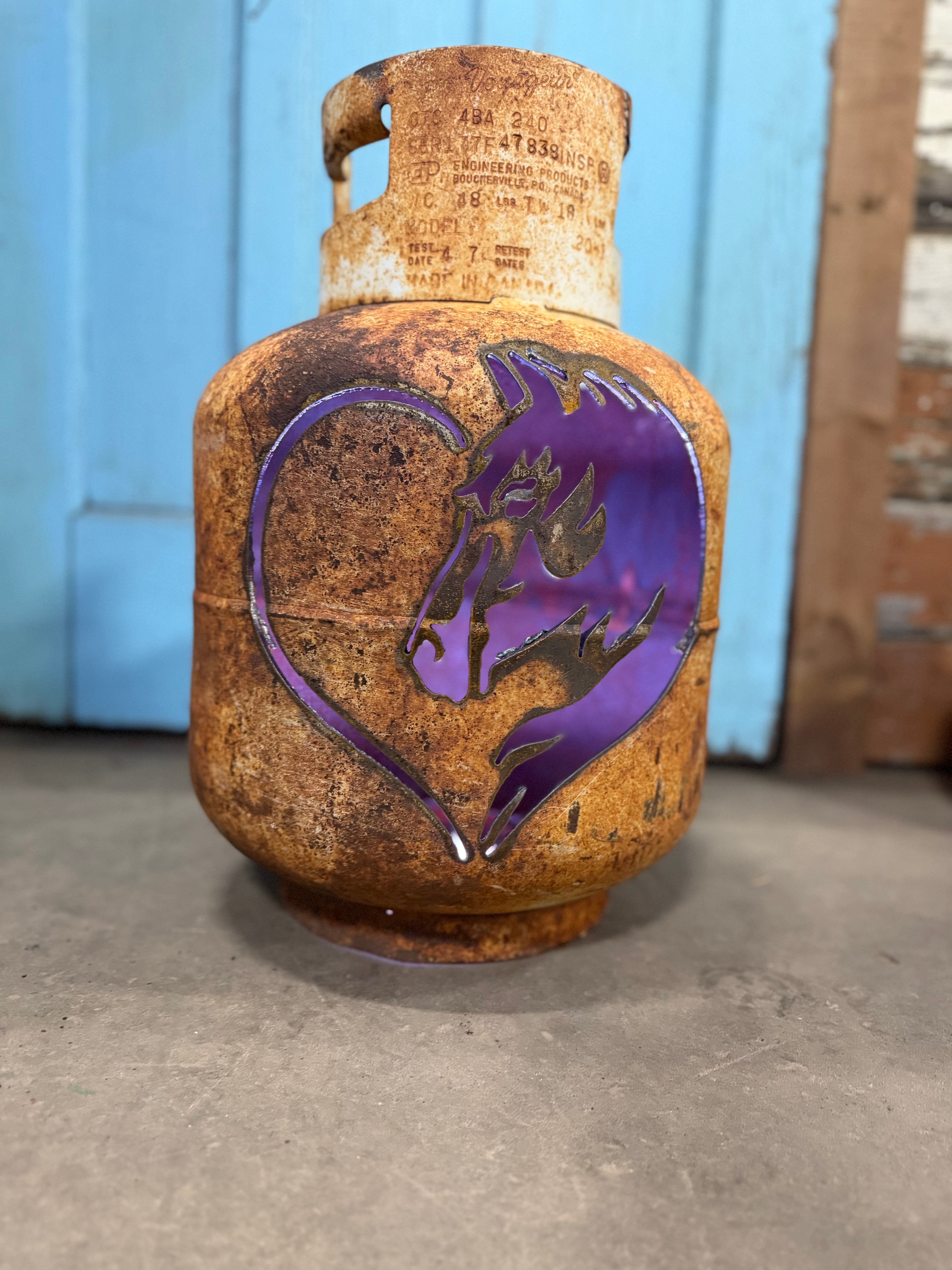 20lb Upcycled Patio Lantern, Horse Heart Natural Finish