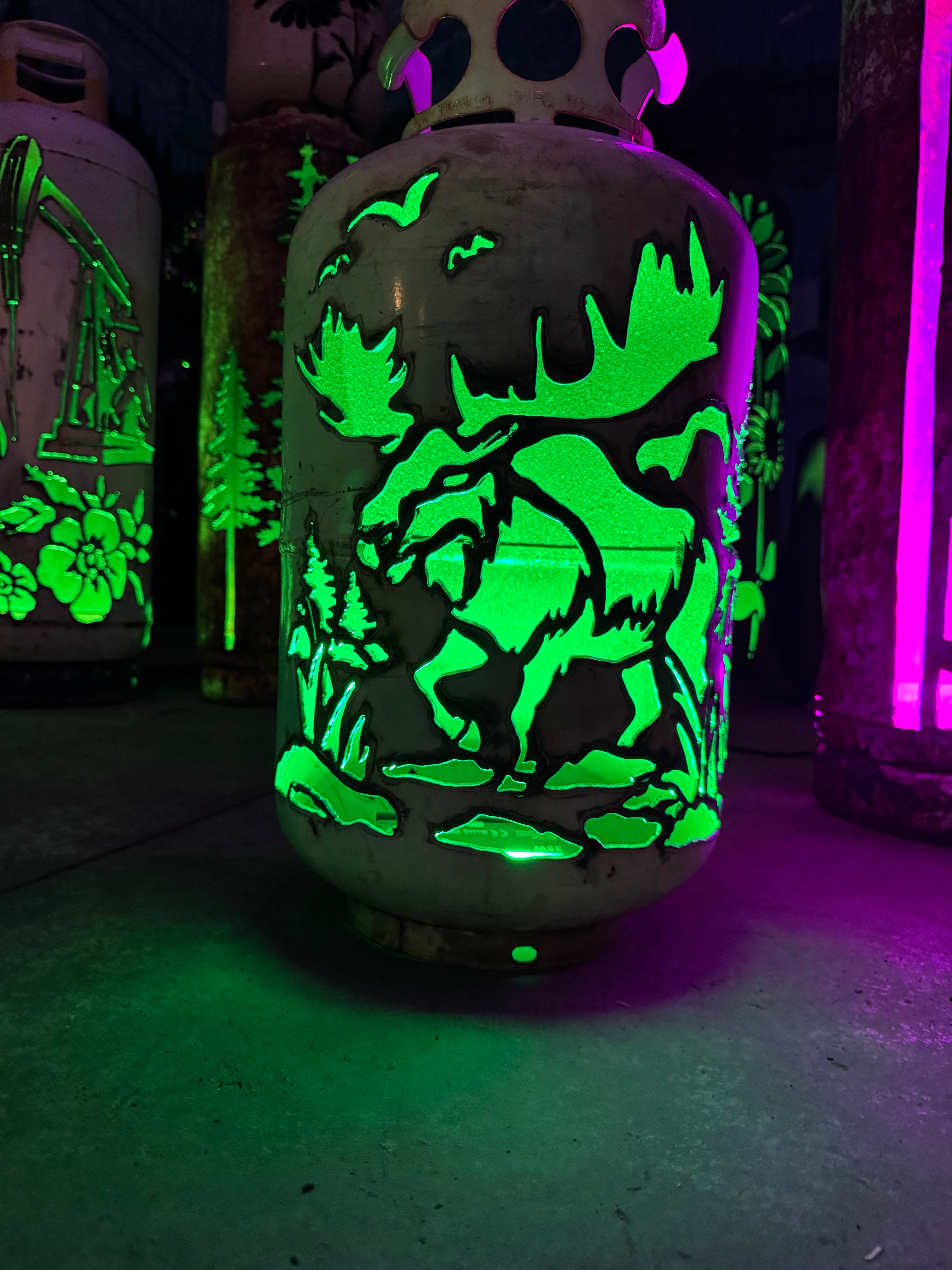 30lb Upcycled Patio Lantern, Moose Scene