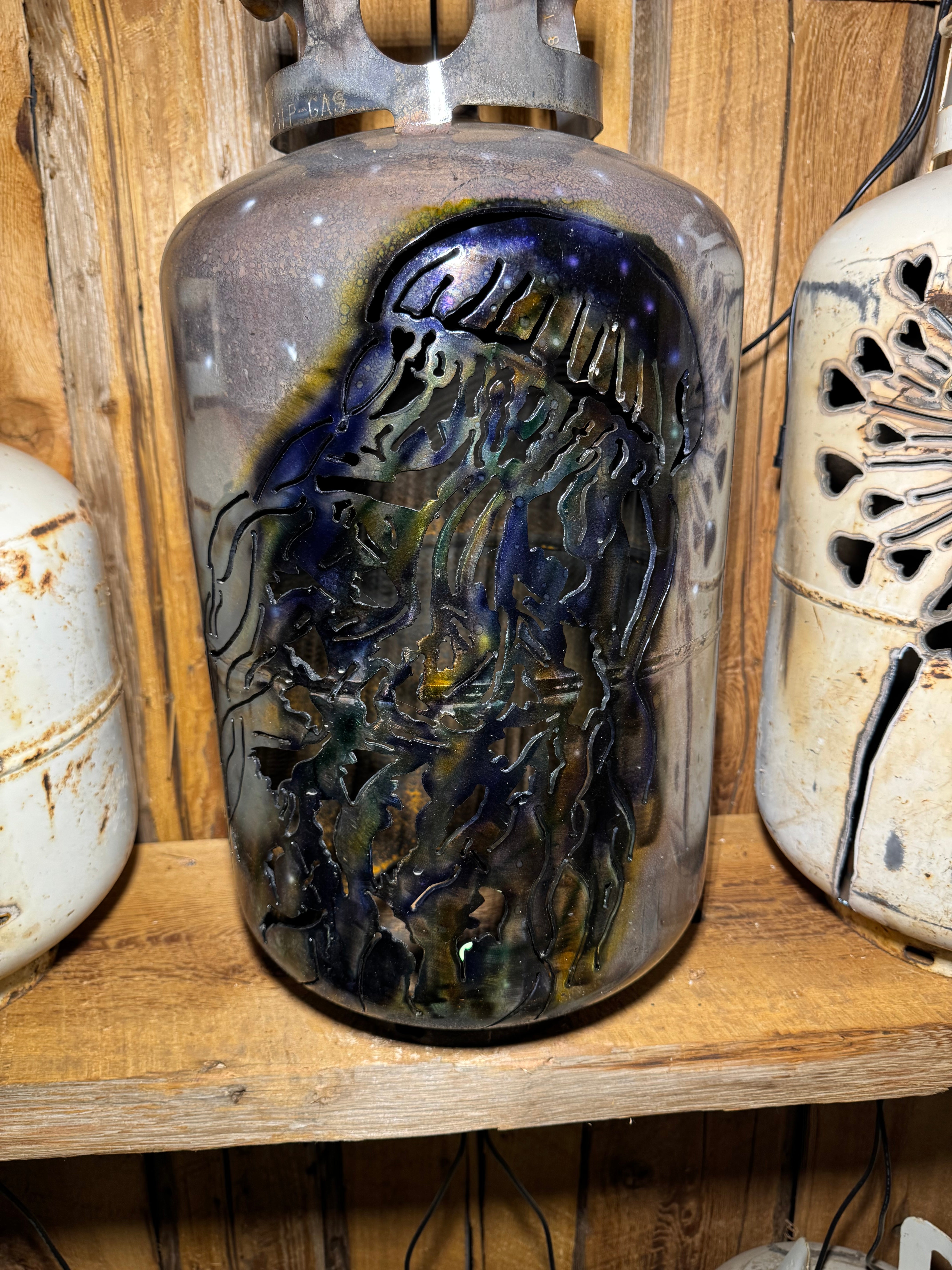 30lb Upcycled Patio Lantern, Jellyfish