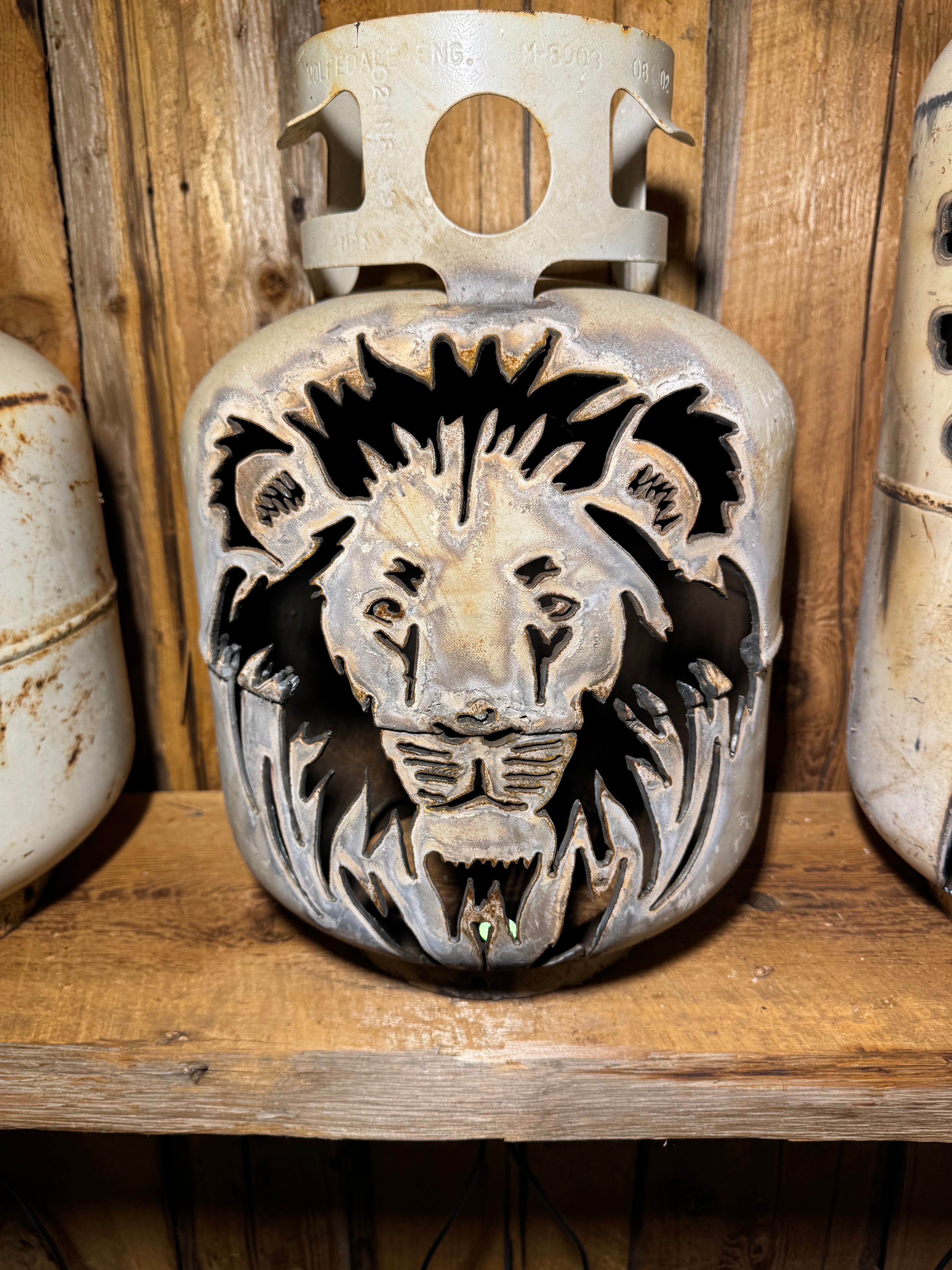 20lb Upcycled Patio Lantern, Lion