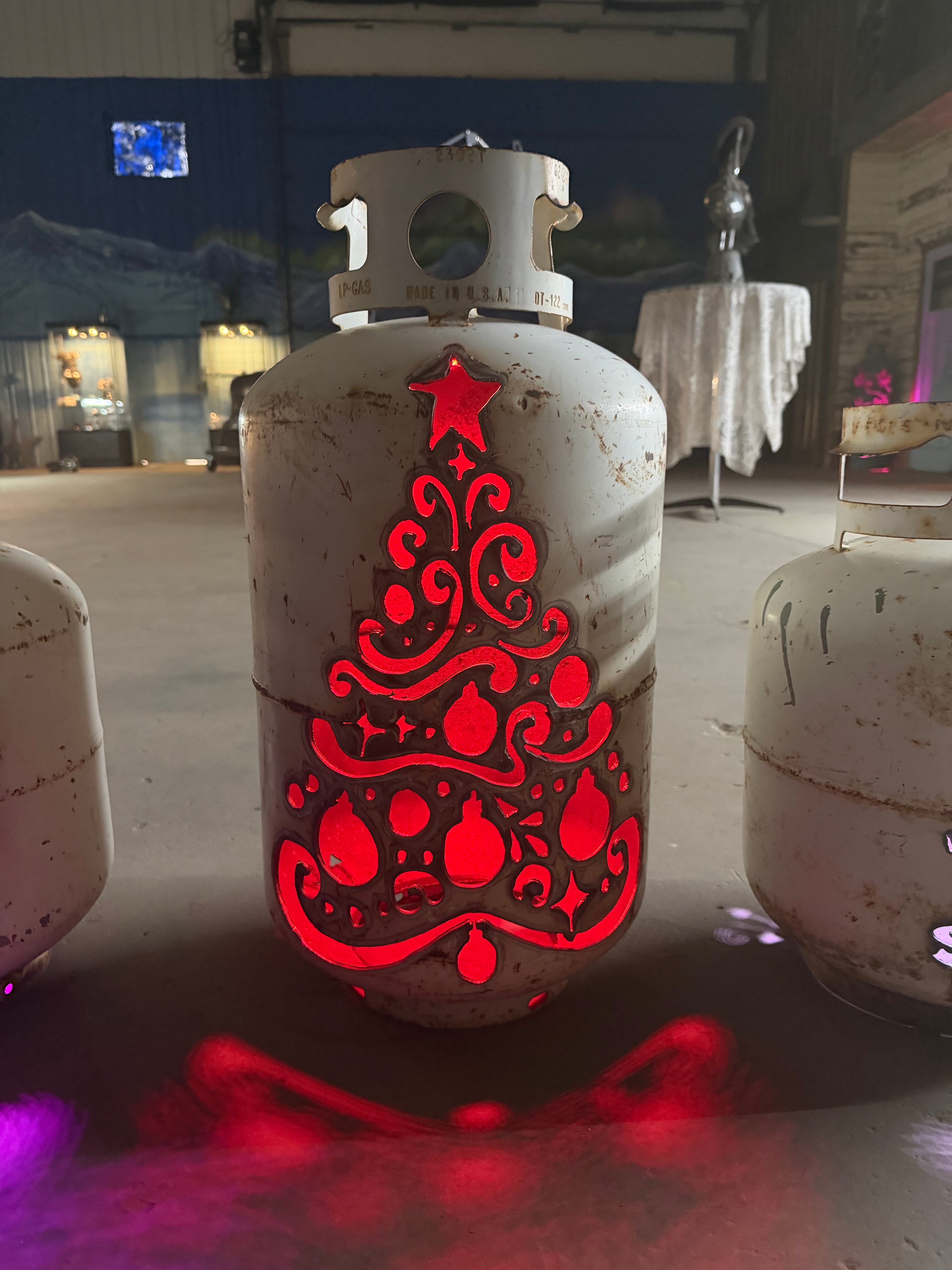 30lb Upcycled Patio Lantern, Oh Christmas Tree