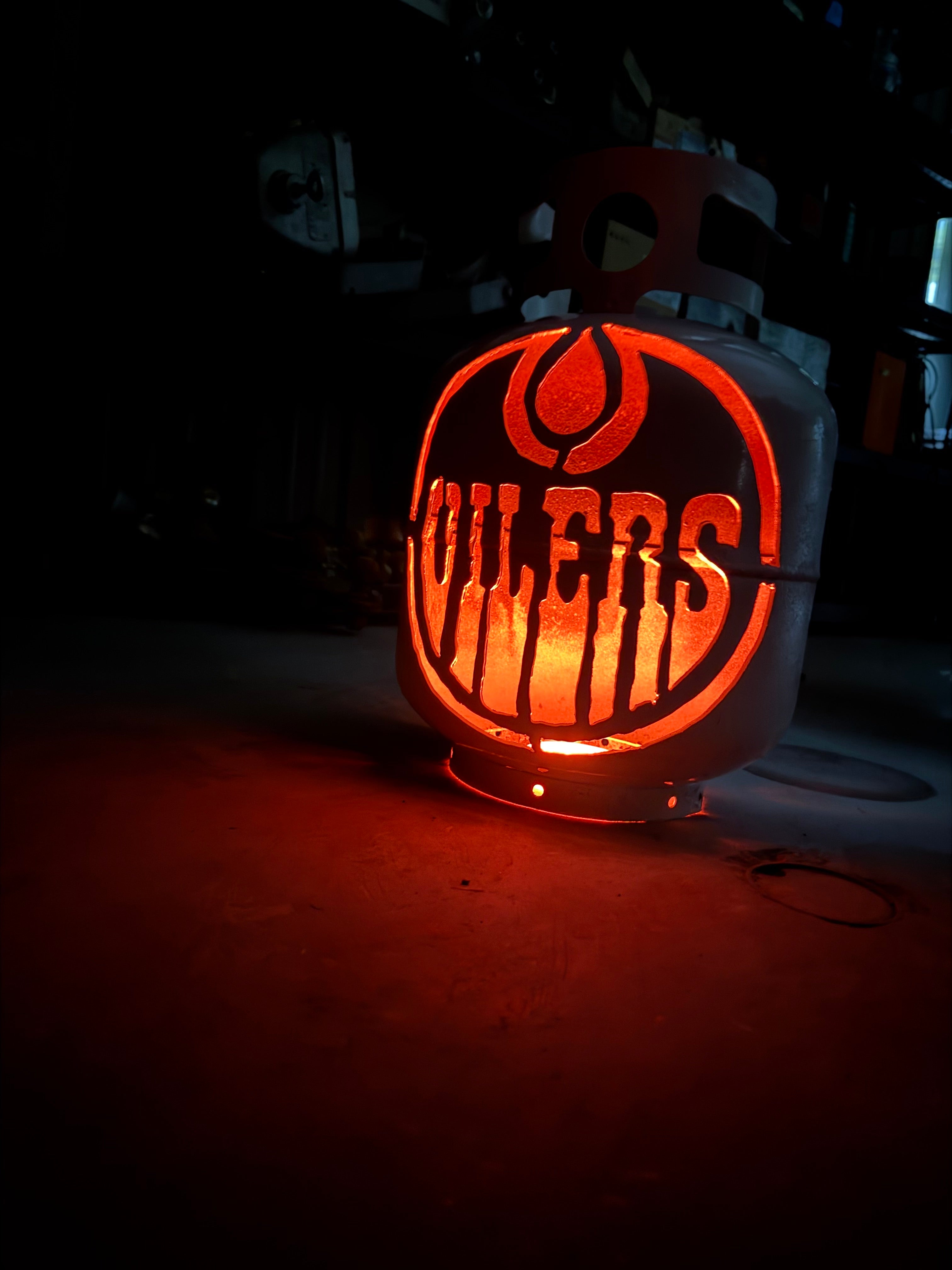 20lb Upcycled Patio Lantern, Edmonton Oilers