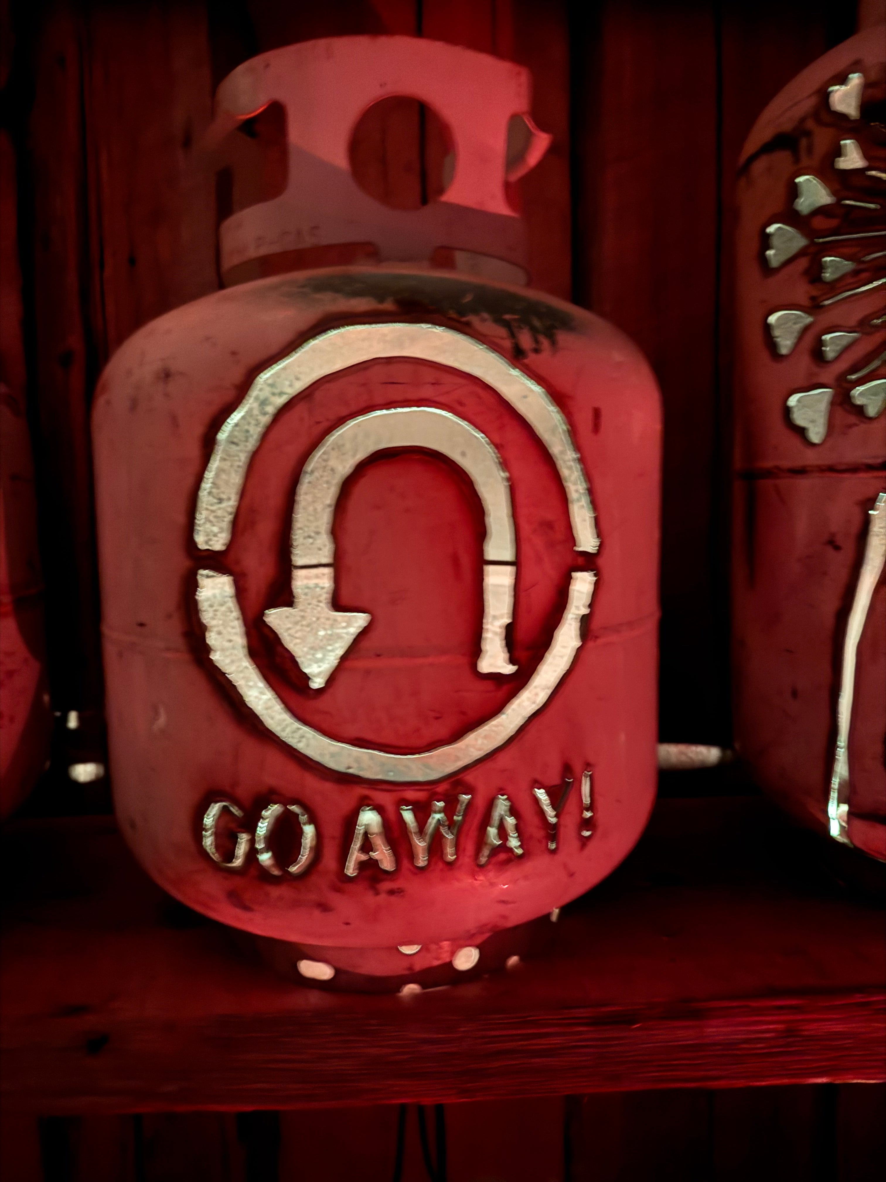 20lb Upcycled Patio Lantern, Go Away U-Turn