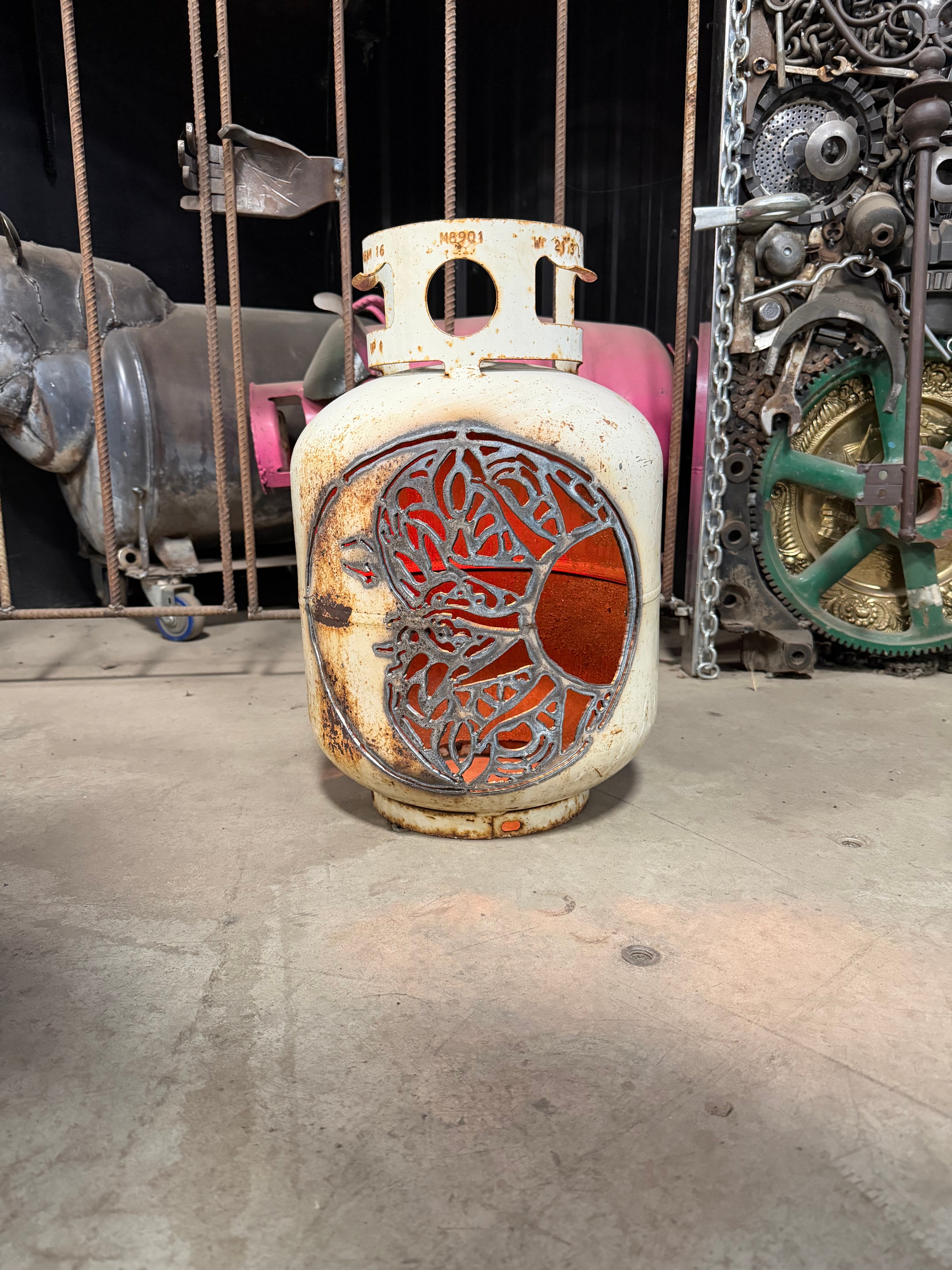 20lb Upcycled Patio Lantern, Solstice Moon and Sun