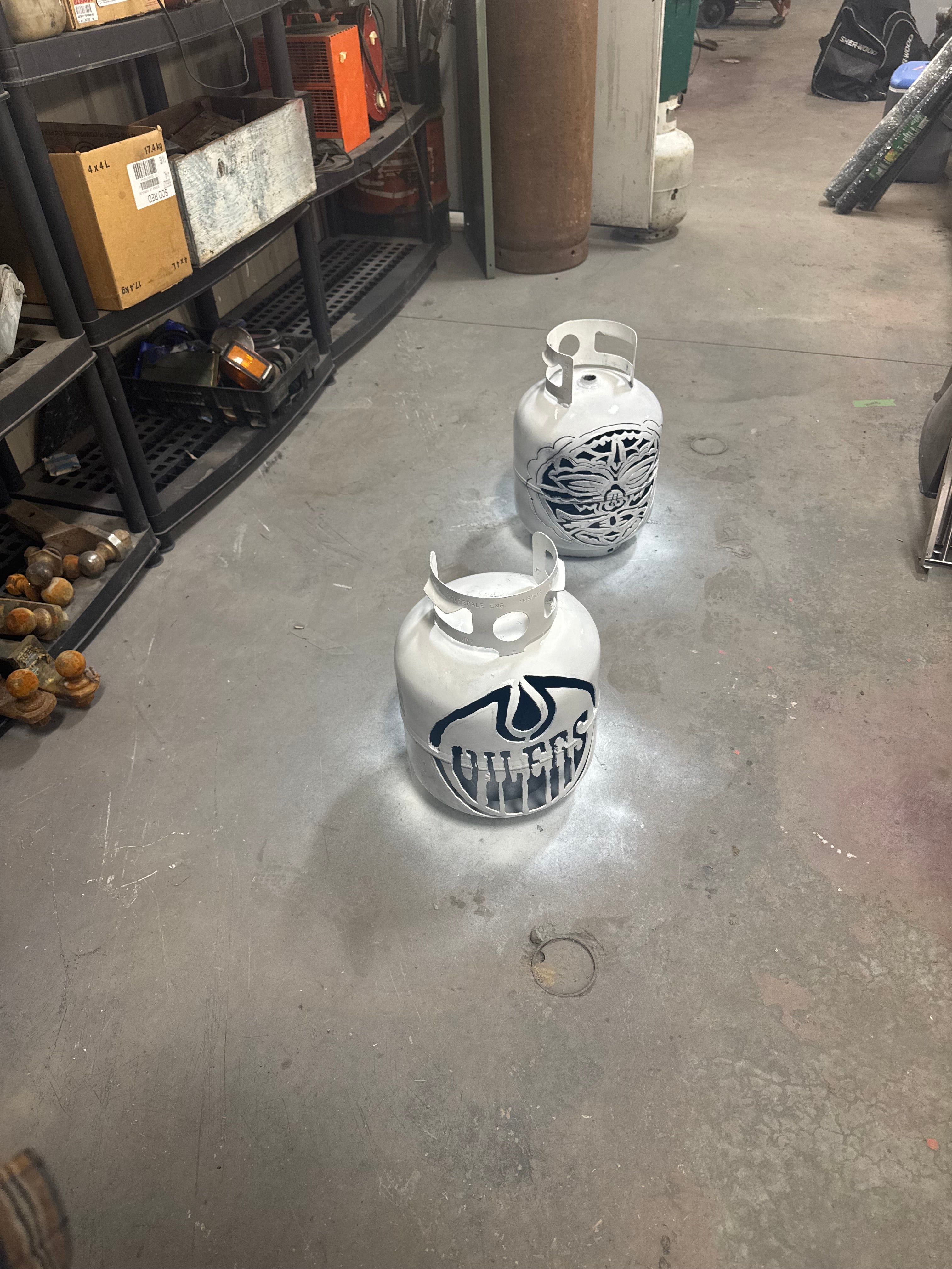 20lb Upcycled Patio Lantern, Edmonton Oilers