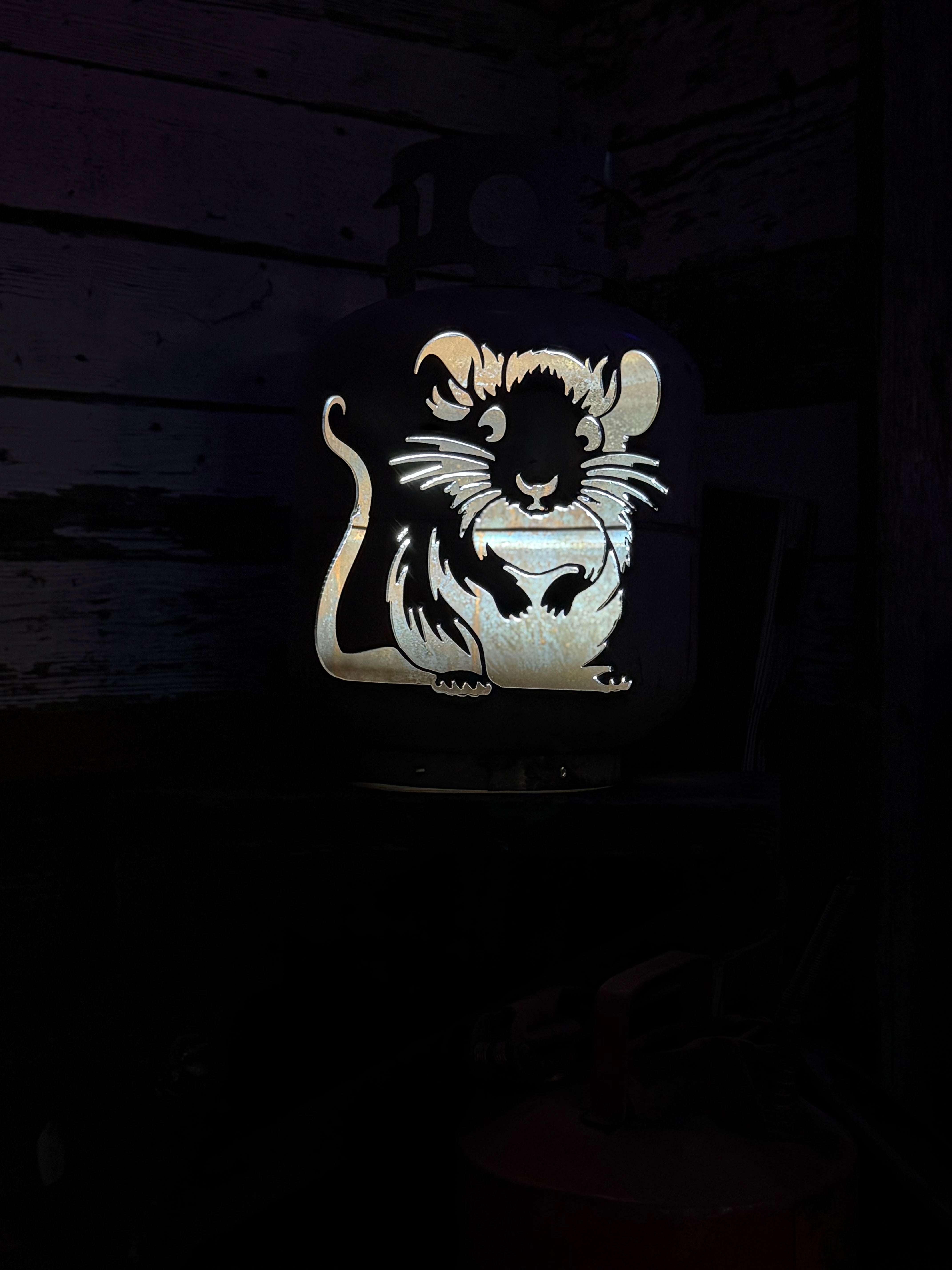 20lb UpCycled Patio Lantern, Rustic Mouse