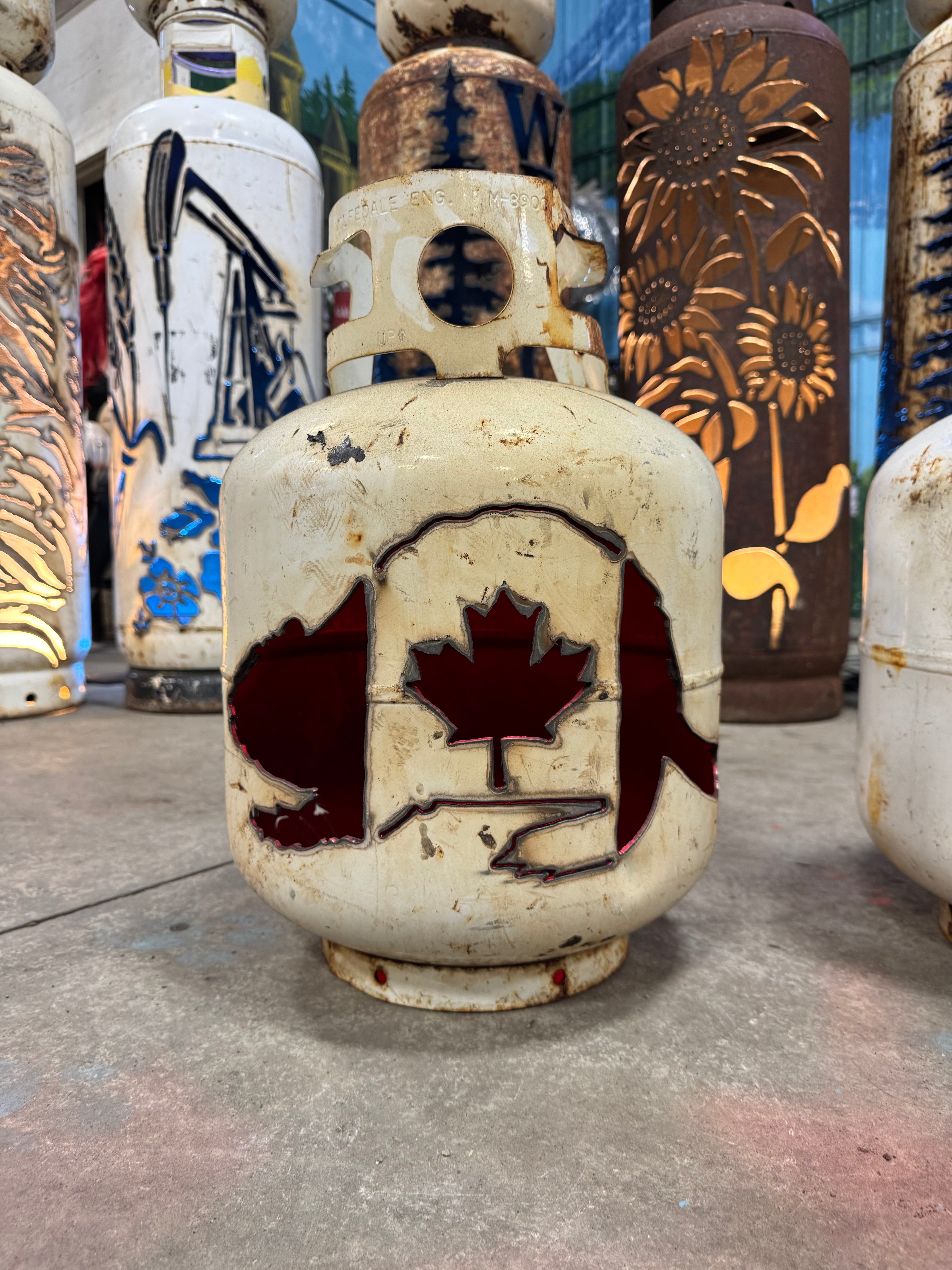 20lb Upcycled Patio Lantern, Canada Beaver