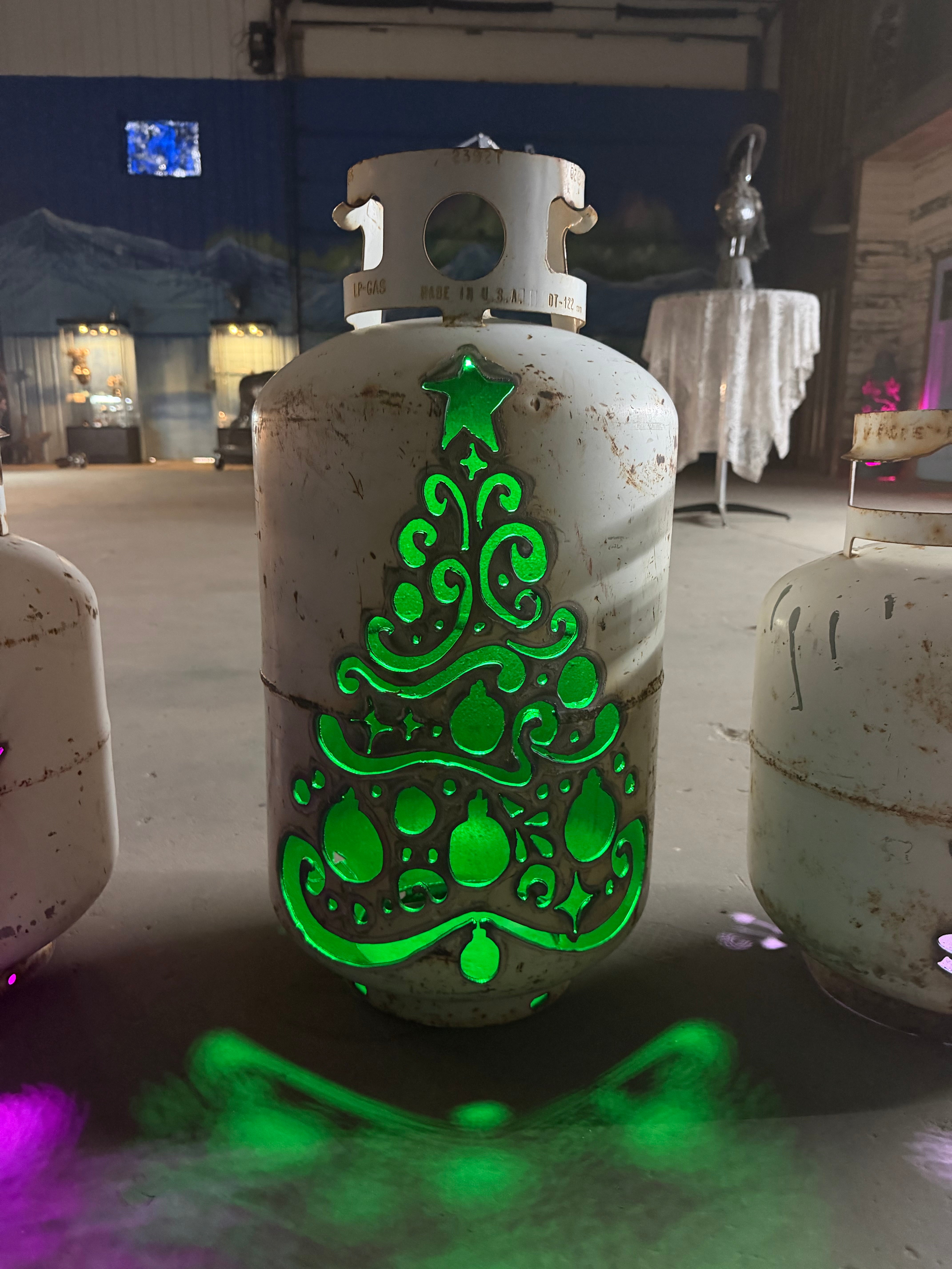 30lb Upcycled Patio Lantern, Oh Christmas Tree