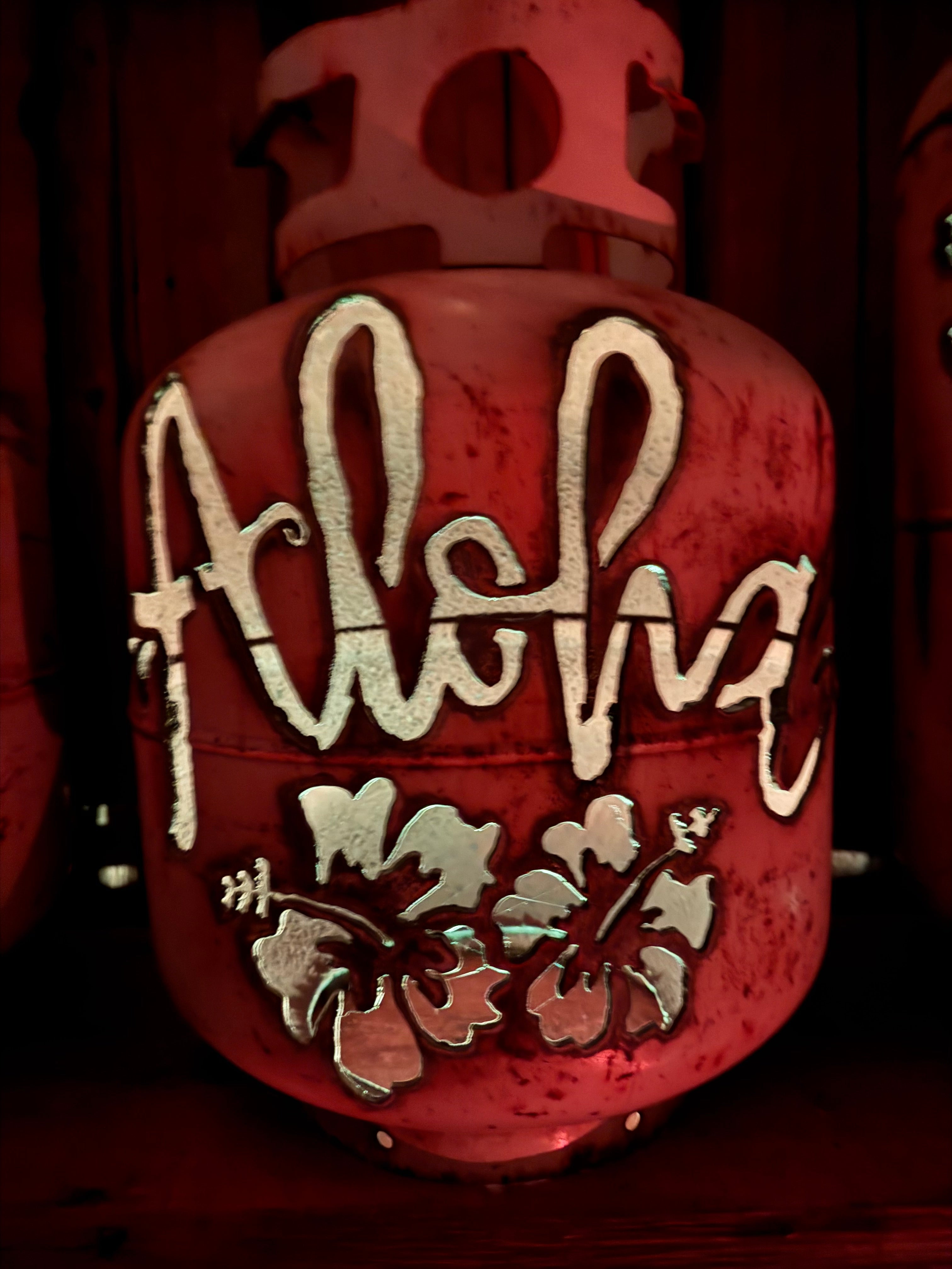 20lb Upcycled Patio Lantern, Aloha
