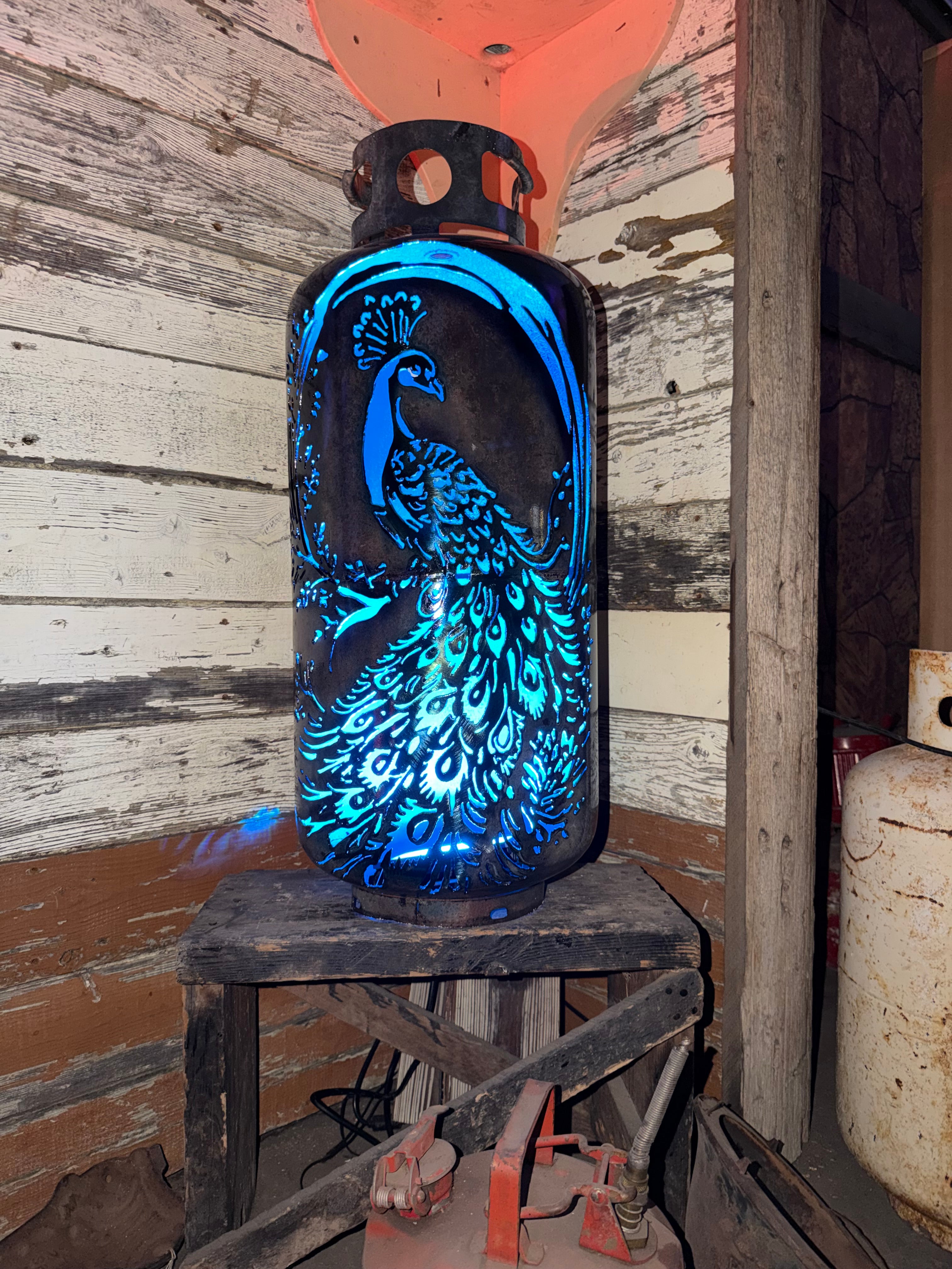 40lb Patio Lantern, Peacock with Patina