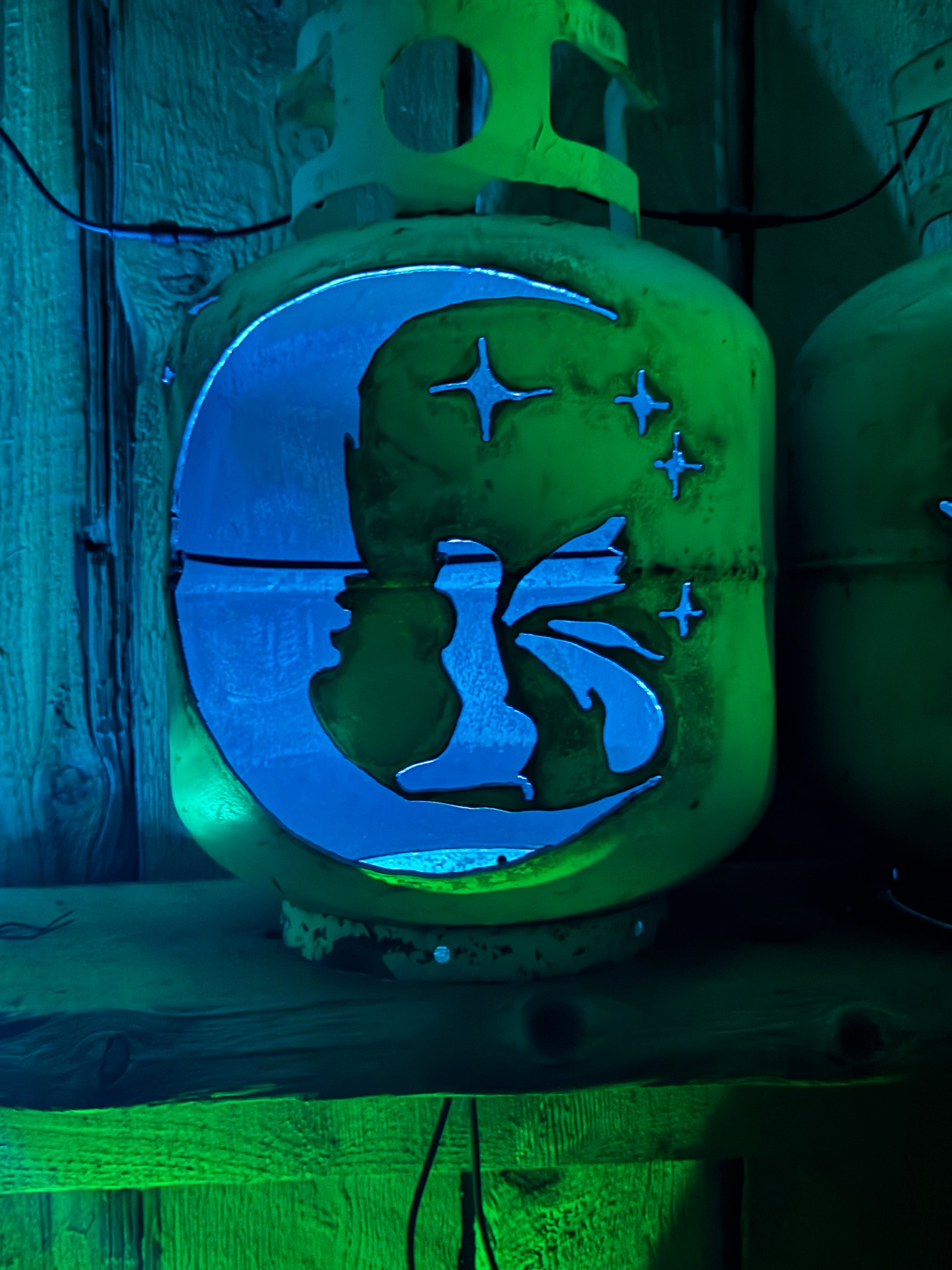 20lb Upcycled Patio Lantern, Moon and Fairy