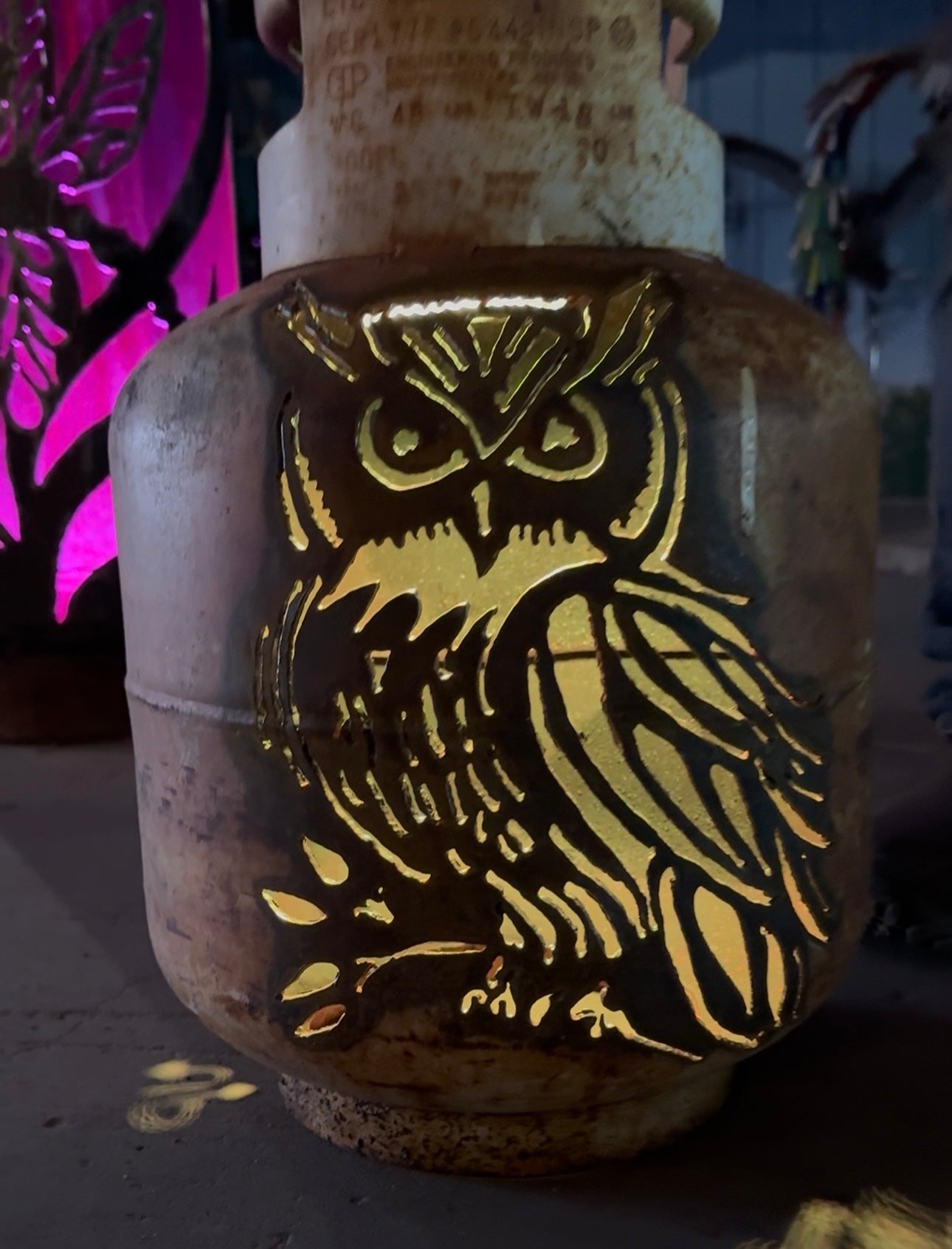 20lb Upcycled Patio Lantern, Detailed Owl