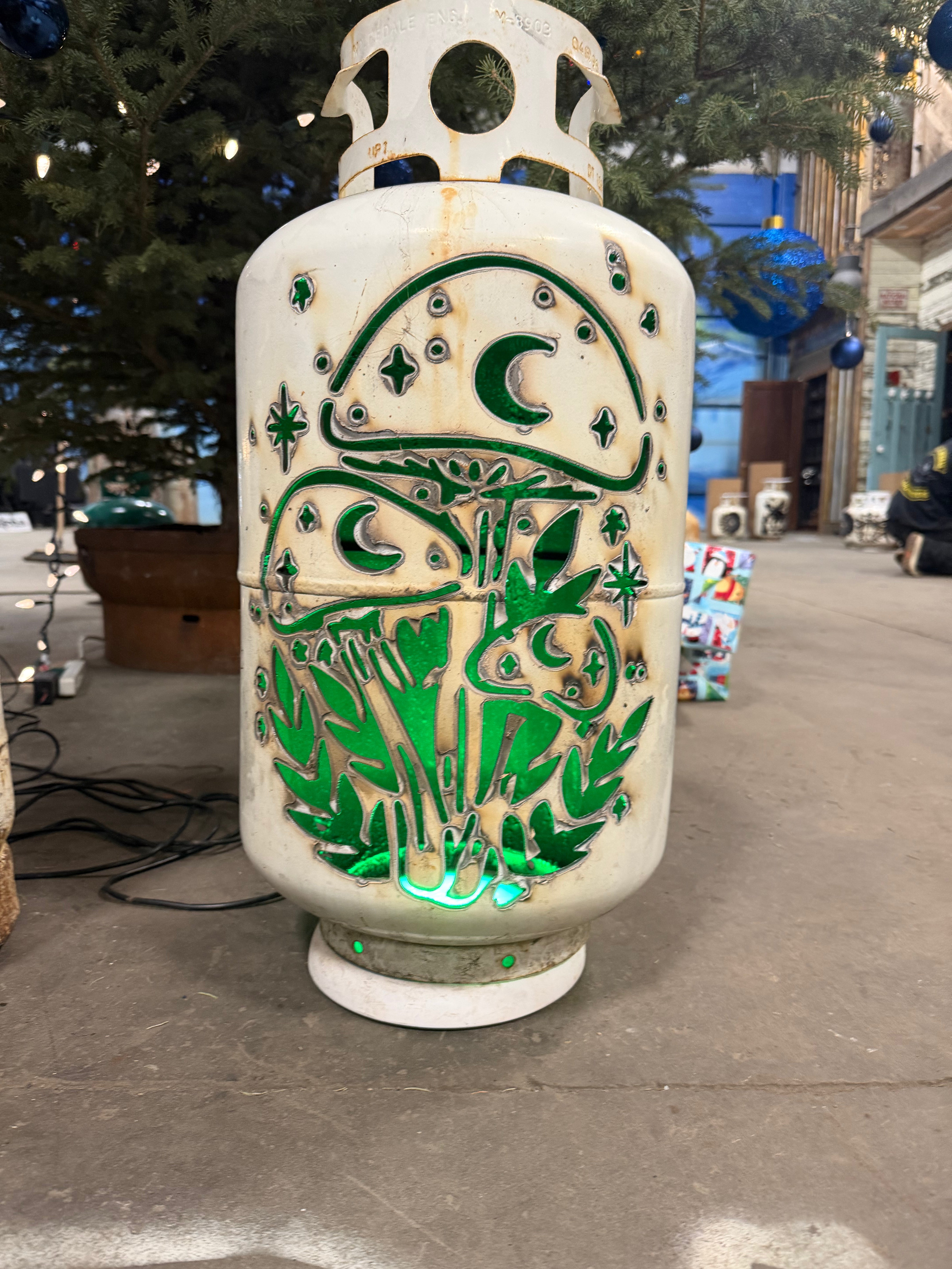 30lb Upcycled Patio Lantern, Magic Mushroom