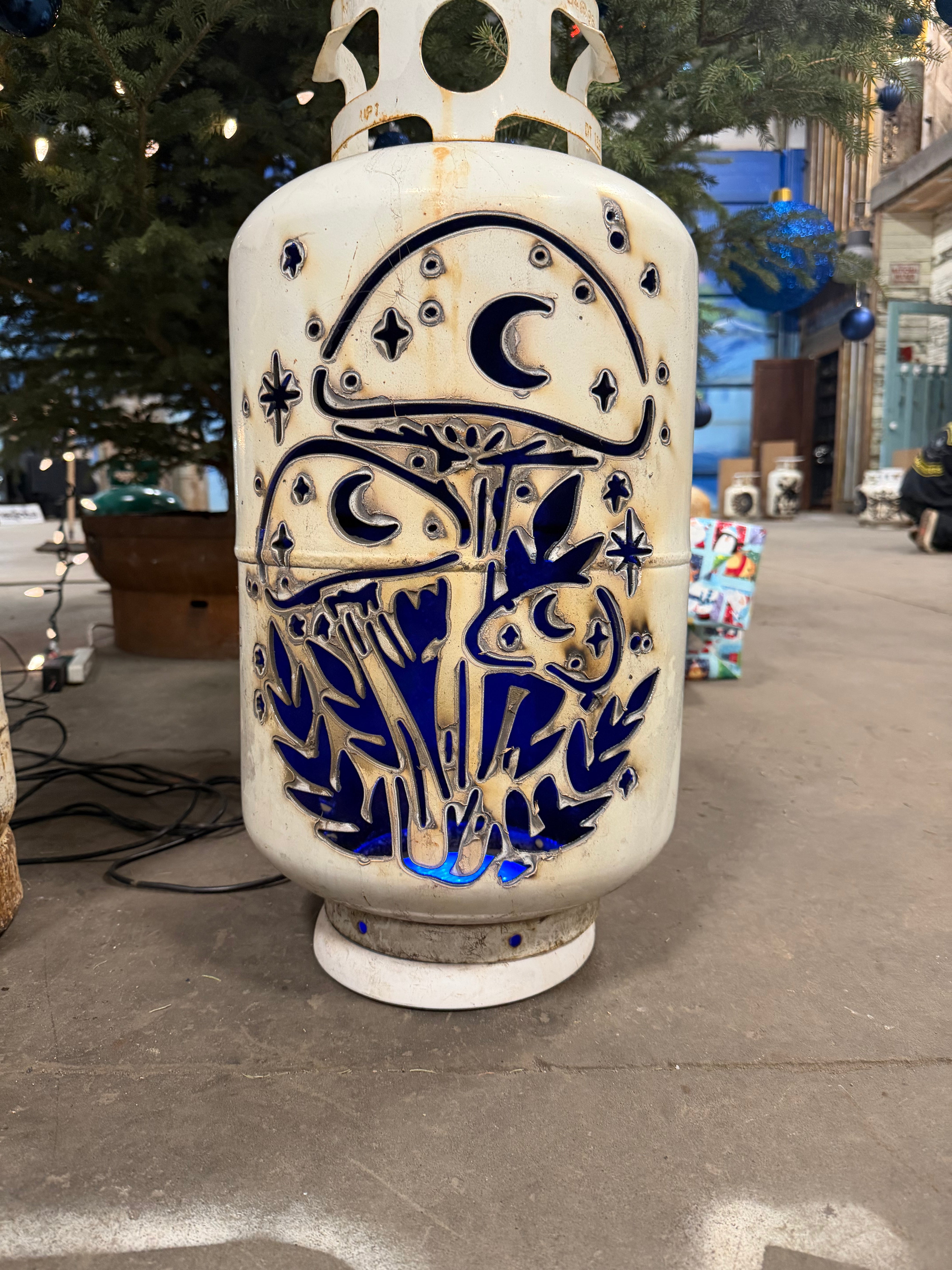 30lb Upcycled Patio Lantern, Magic Mushroom