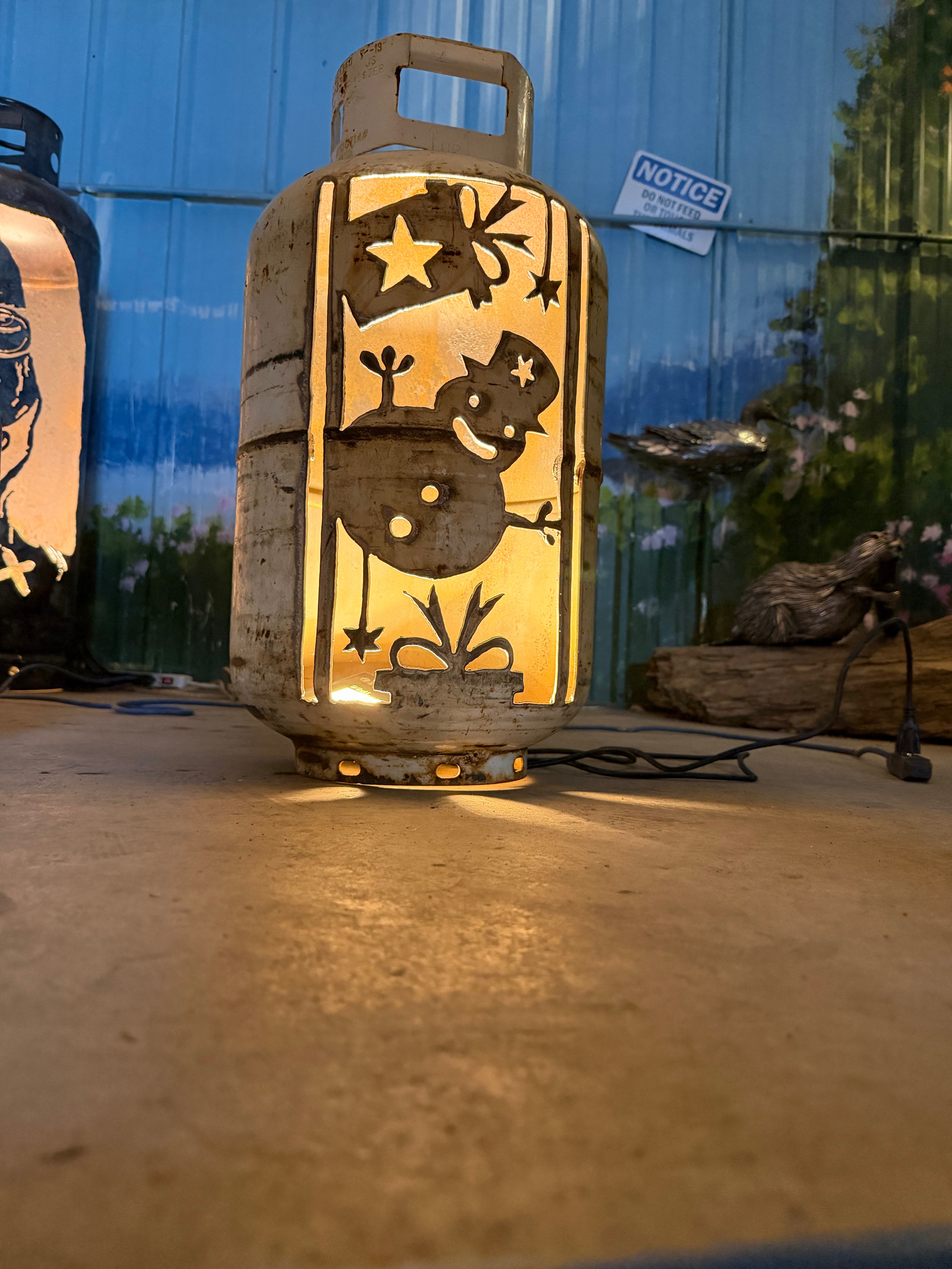 30lb Upcycled Patio Lantern, Snowman VIntage