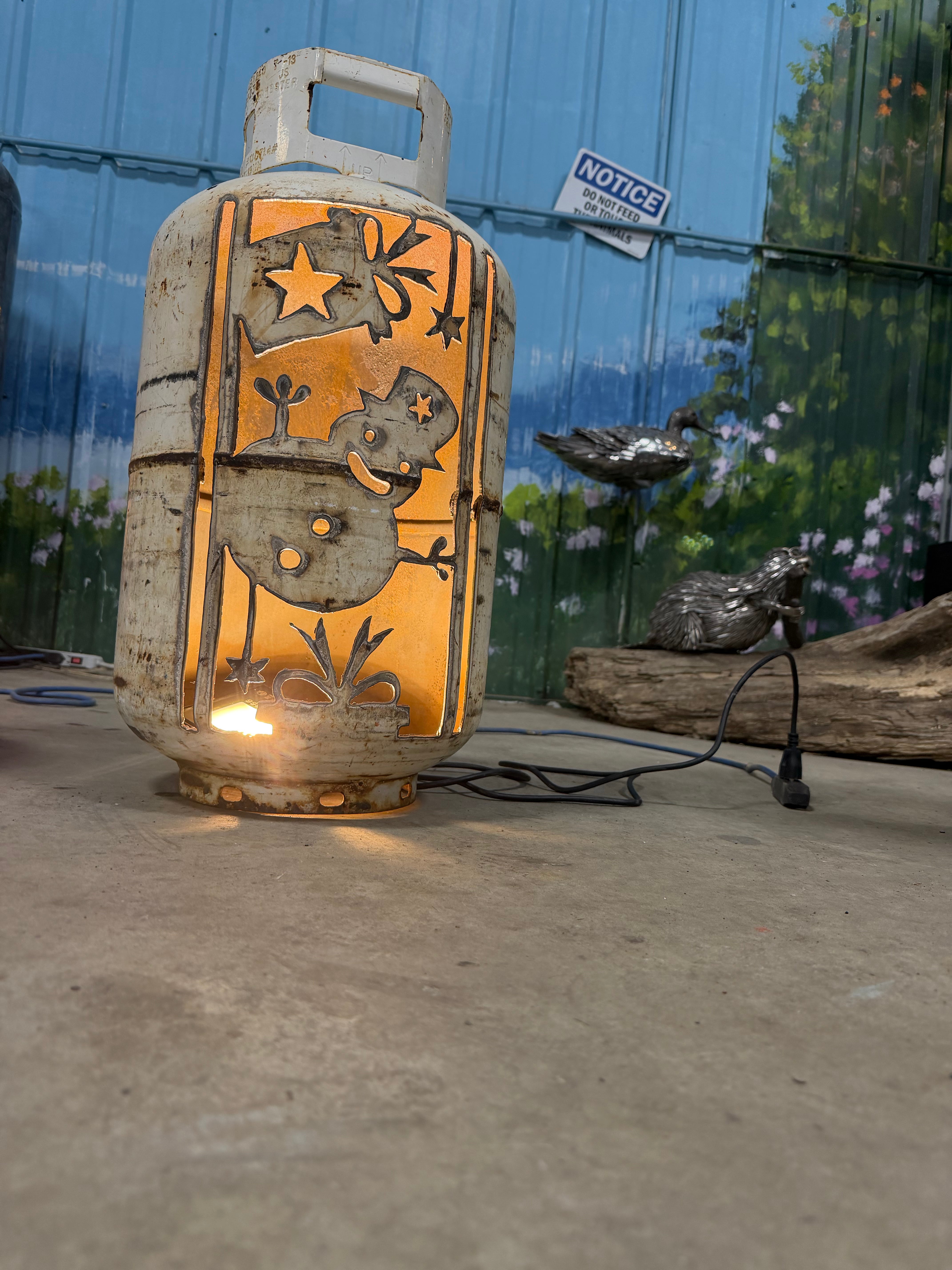 30lb Upcycled Patio Lantern, Snowman VIntage