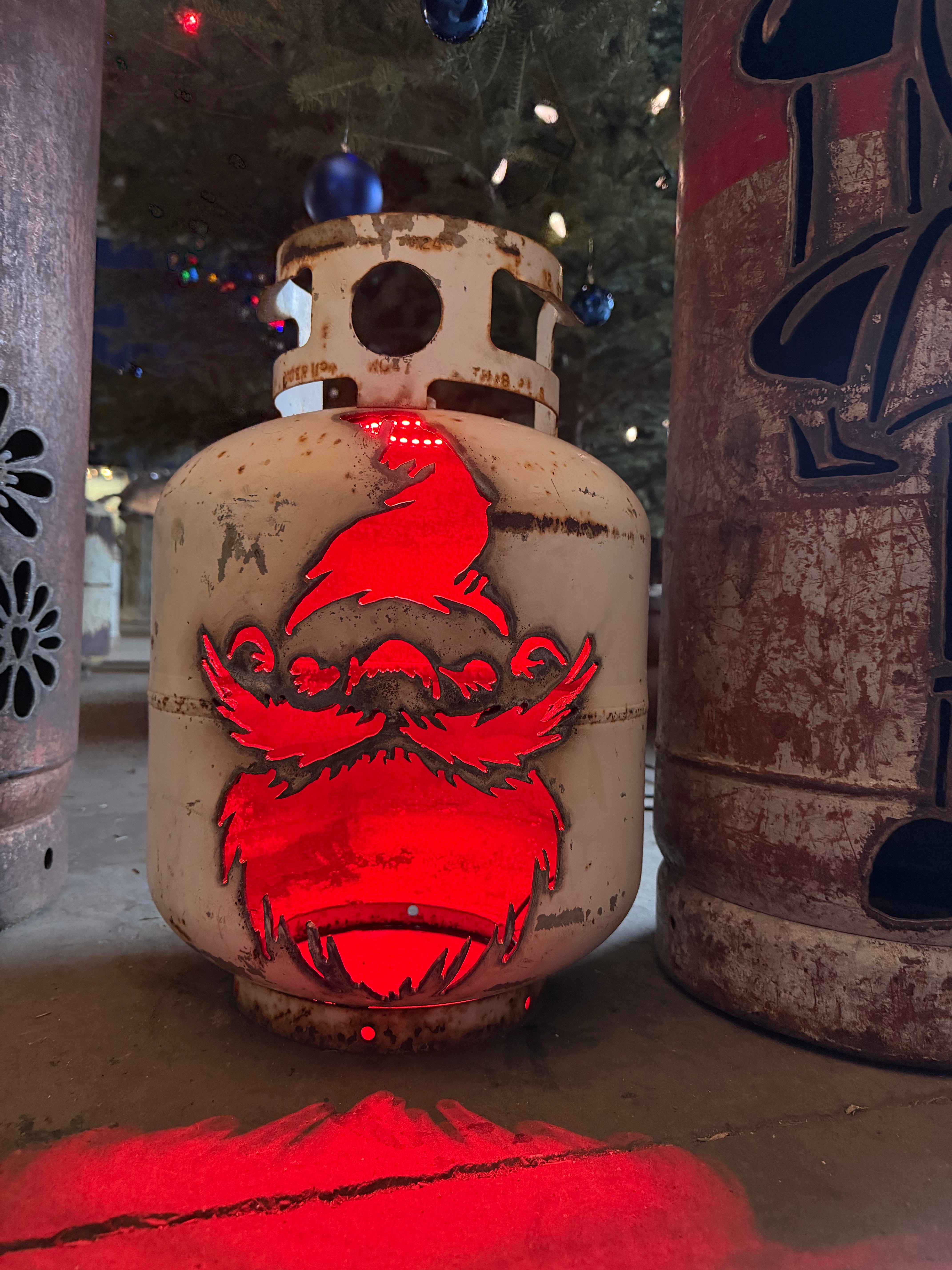 20lb Upcycled Patio Lantern, Santa Gnome Natural Finish