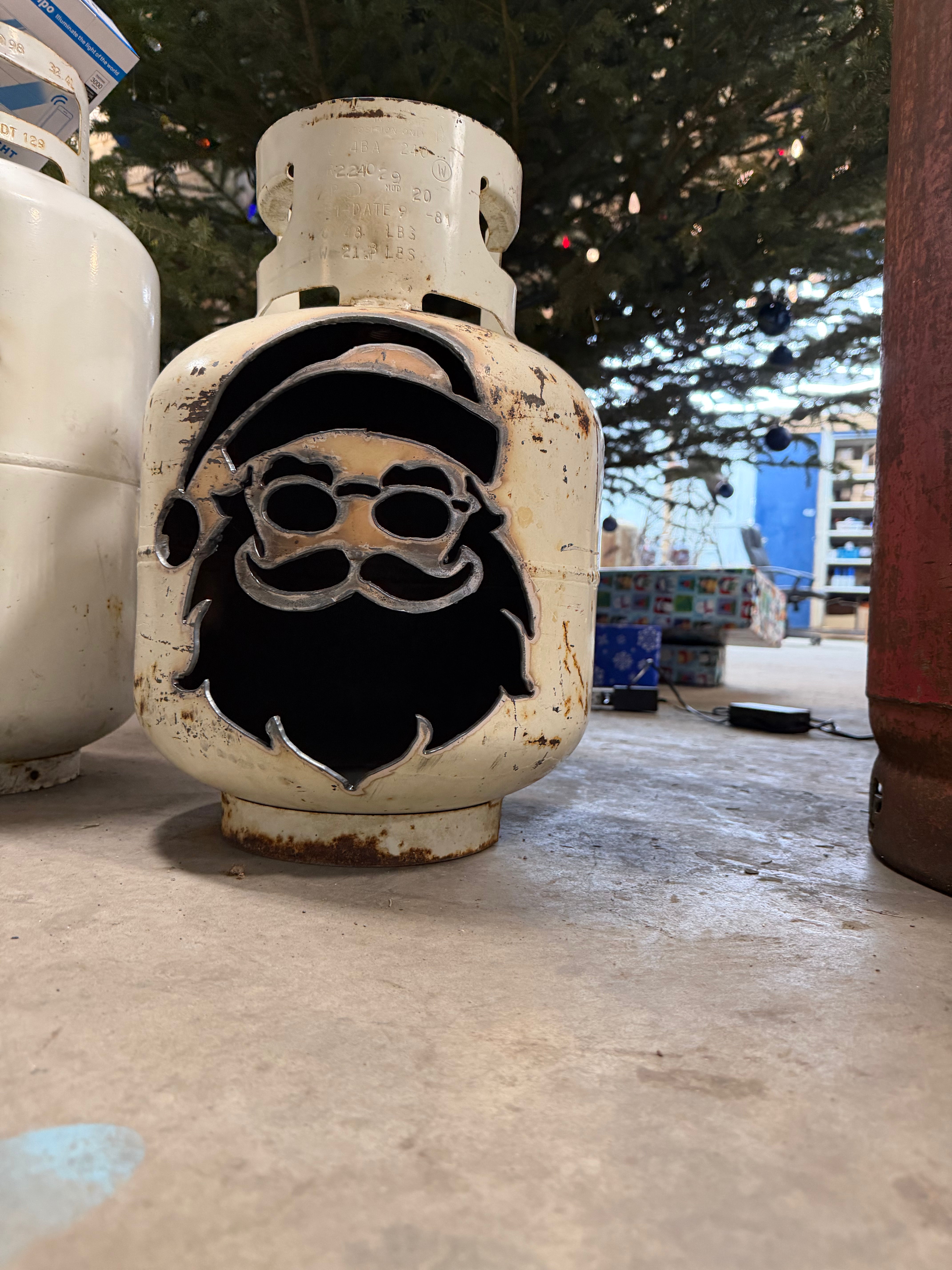 20lb Upcycled Patio Lantern, Cool Santa Natural Finish