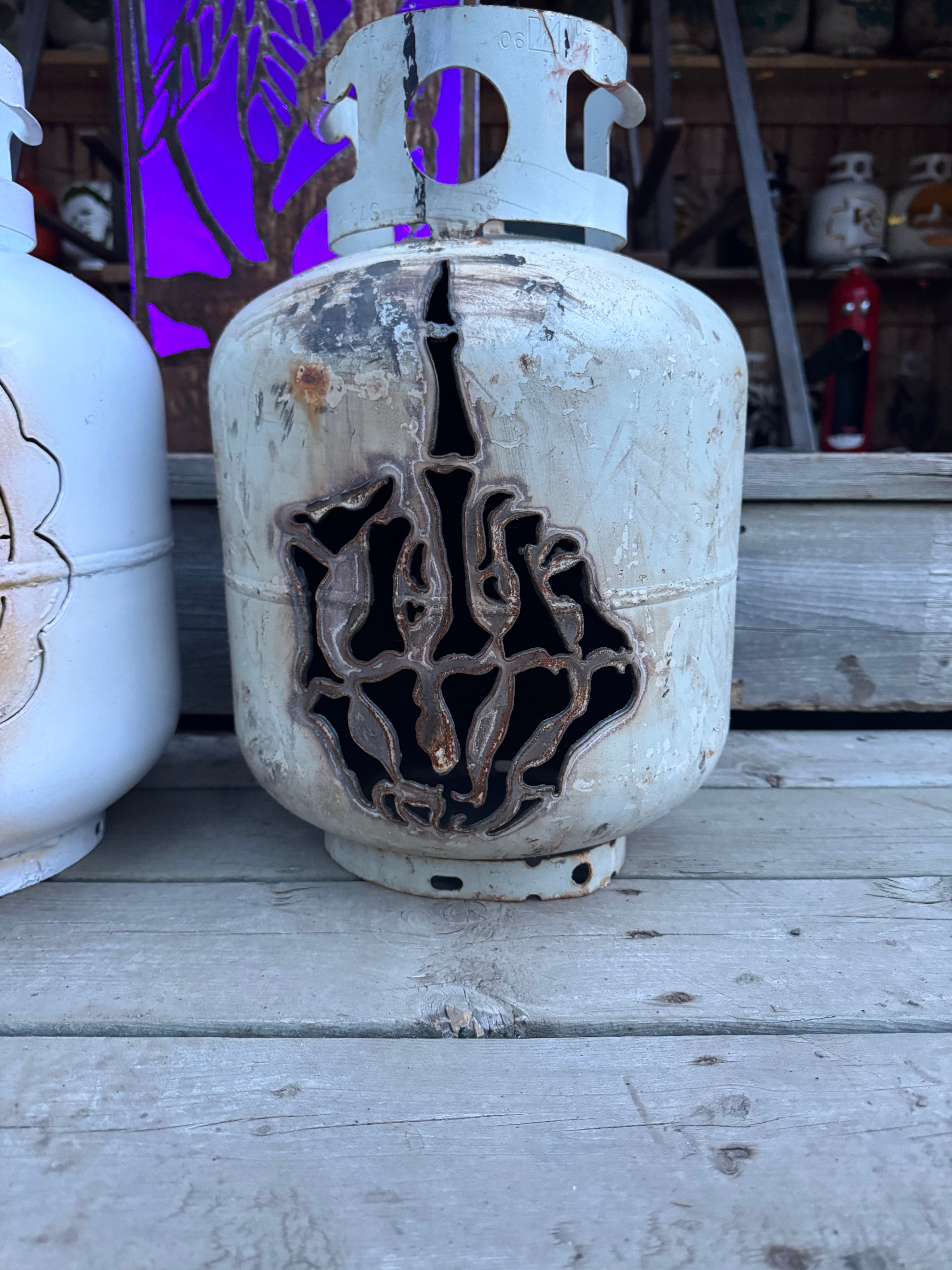 20lb Upcycled Patio Lantern, Skeleton Finger