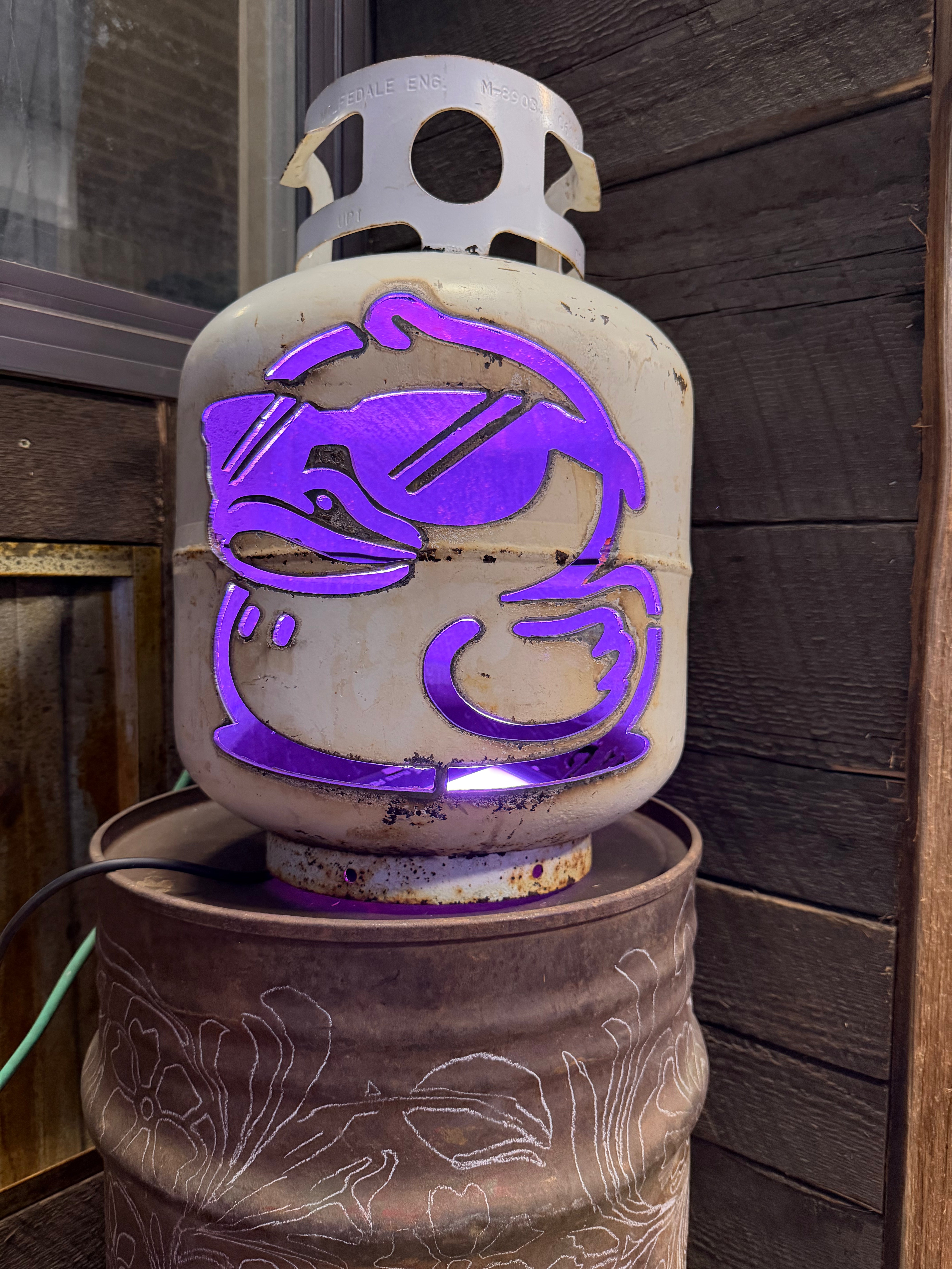 20lb Upcycled Patio Lantern, What Thee Duck Natural Finish