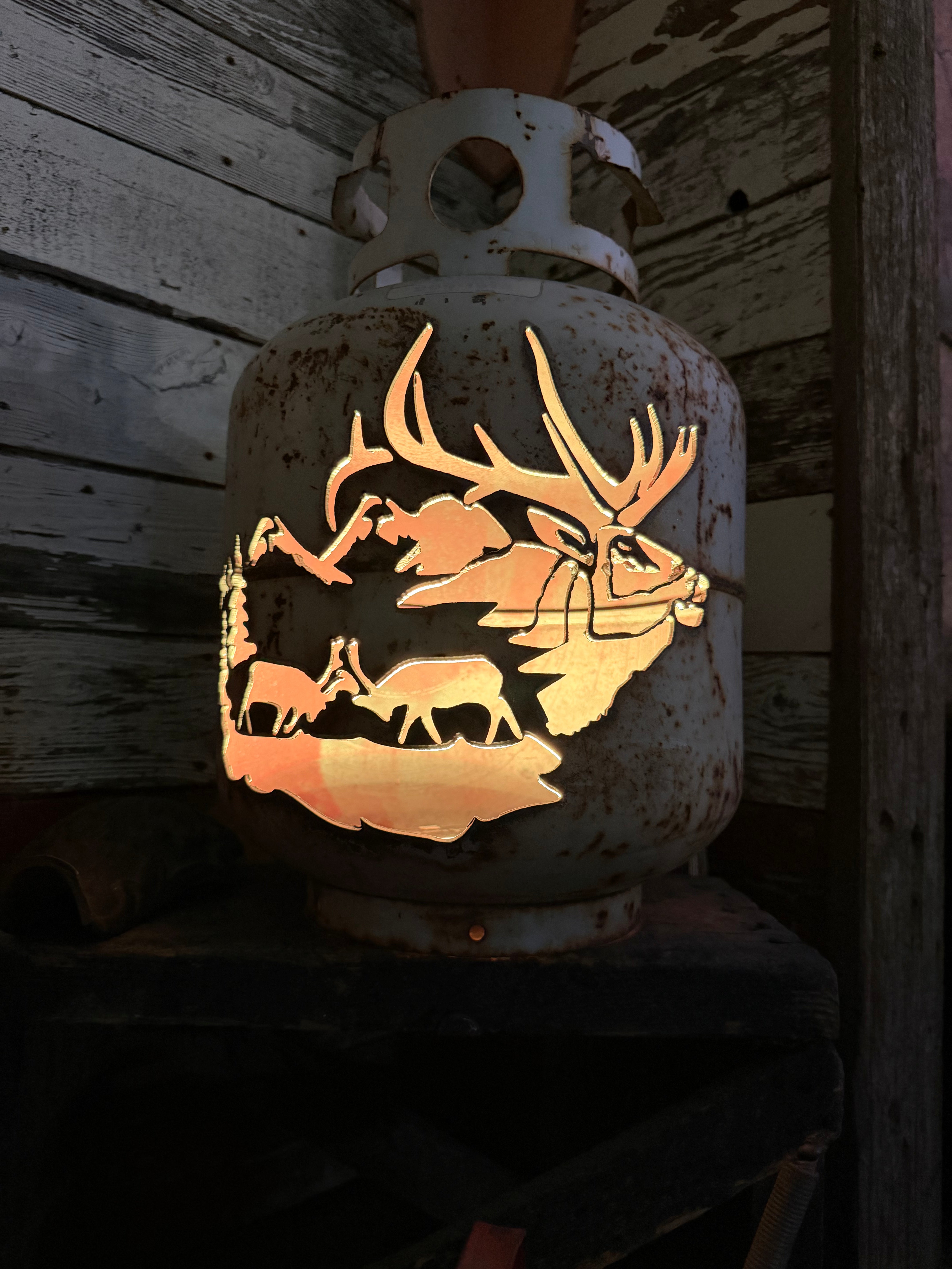 20lb Upcycled Patio Lantern,  Where Elk Roam Natural Finish