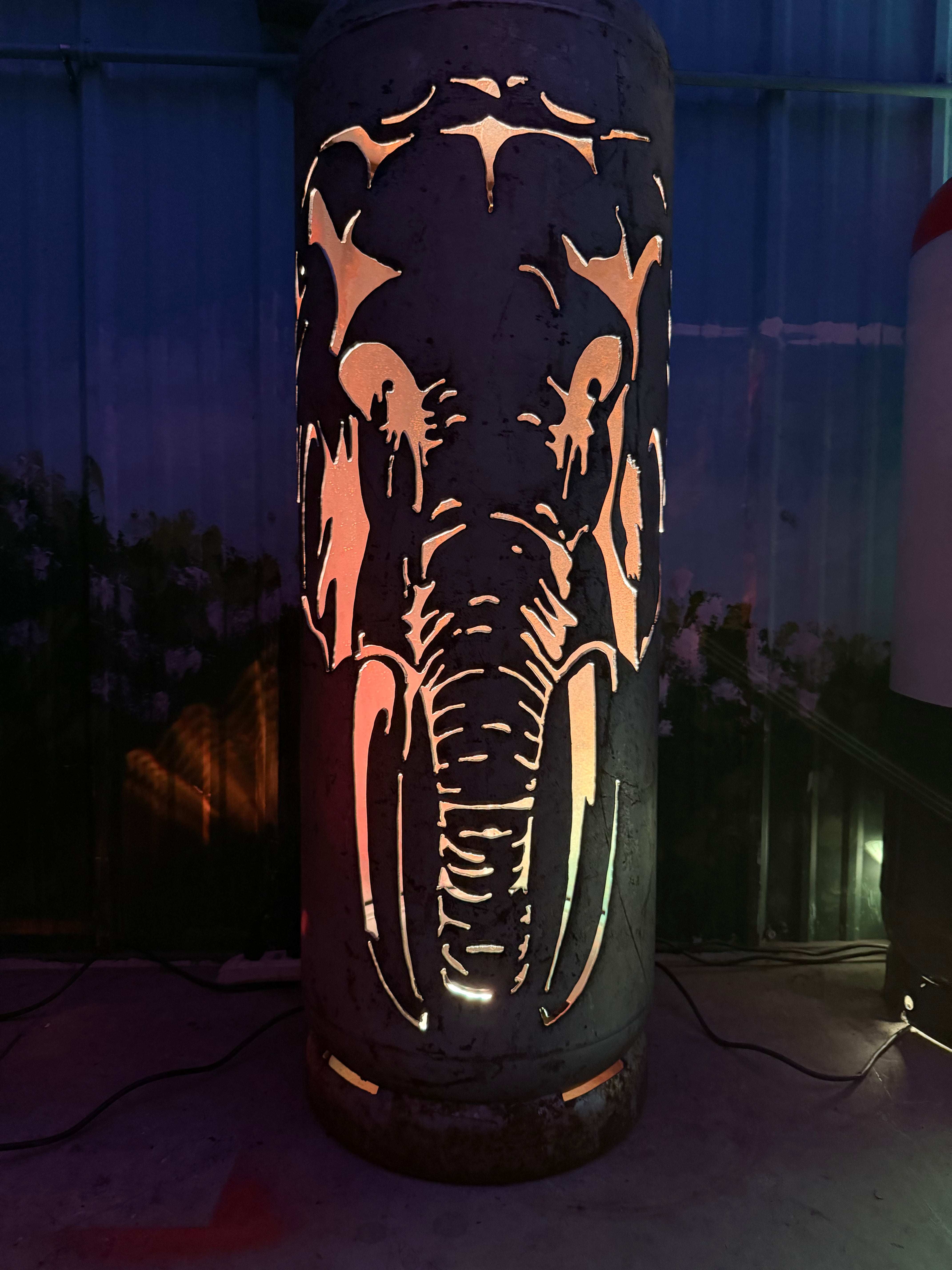 100lb Upcycled Patio Lantern, Elephant Lynette