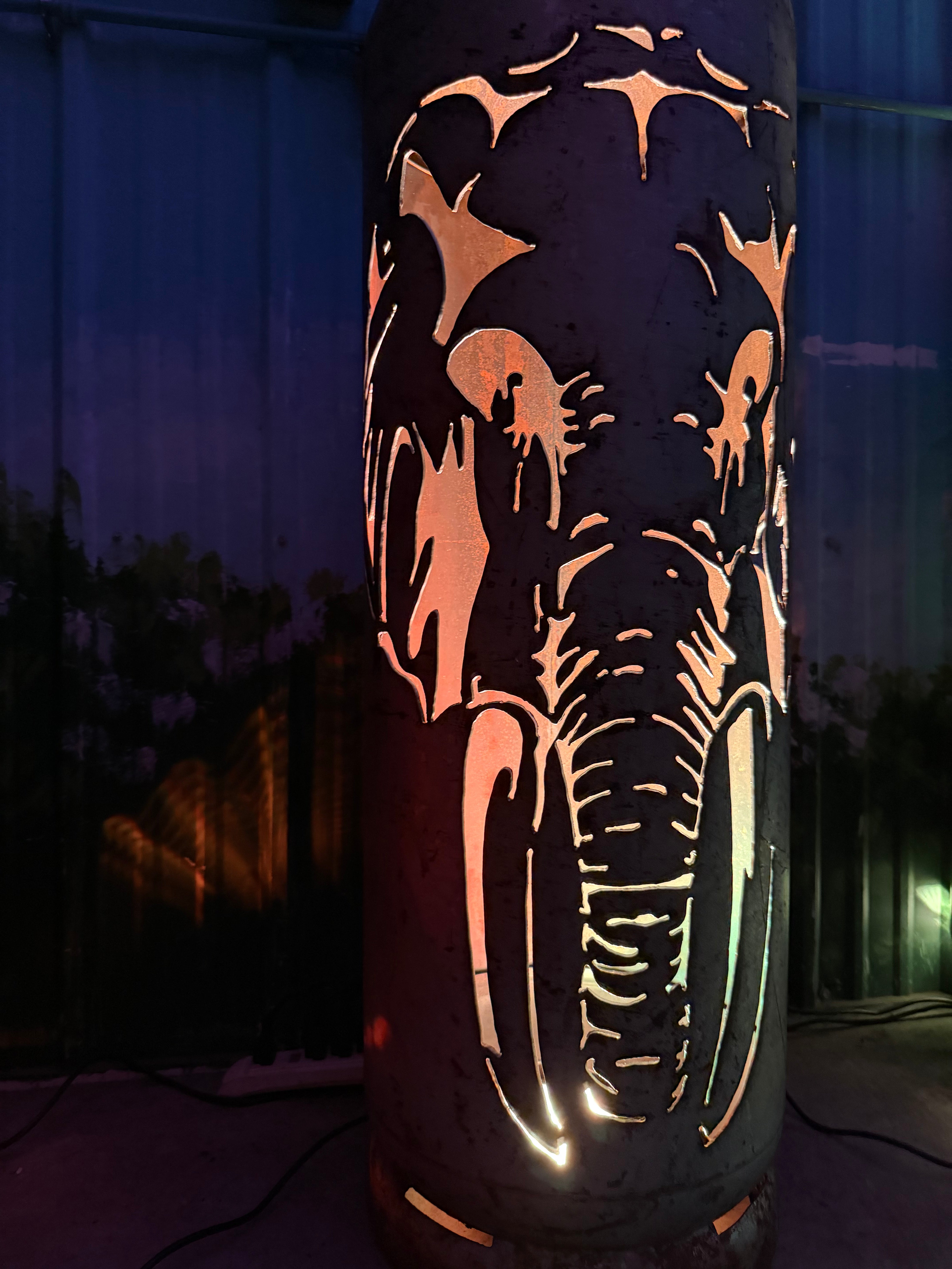 100lb Upcycled Patio Lantern, Elephant Lynette