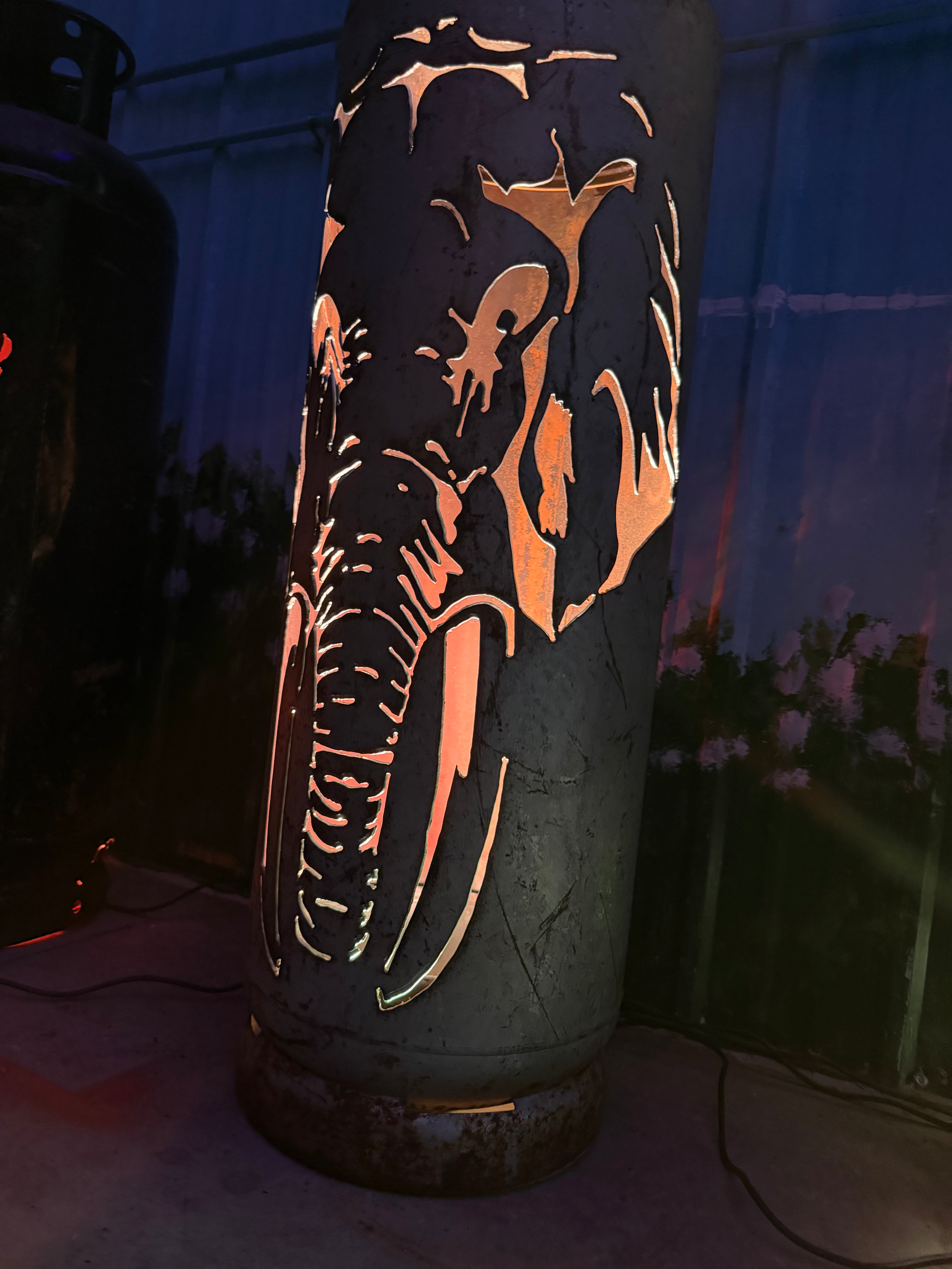 100lb Upcycled Patio Lantern, Elephant Lynette