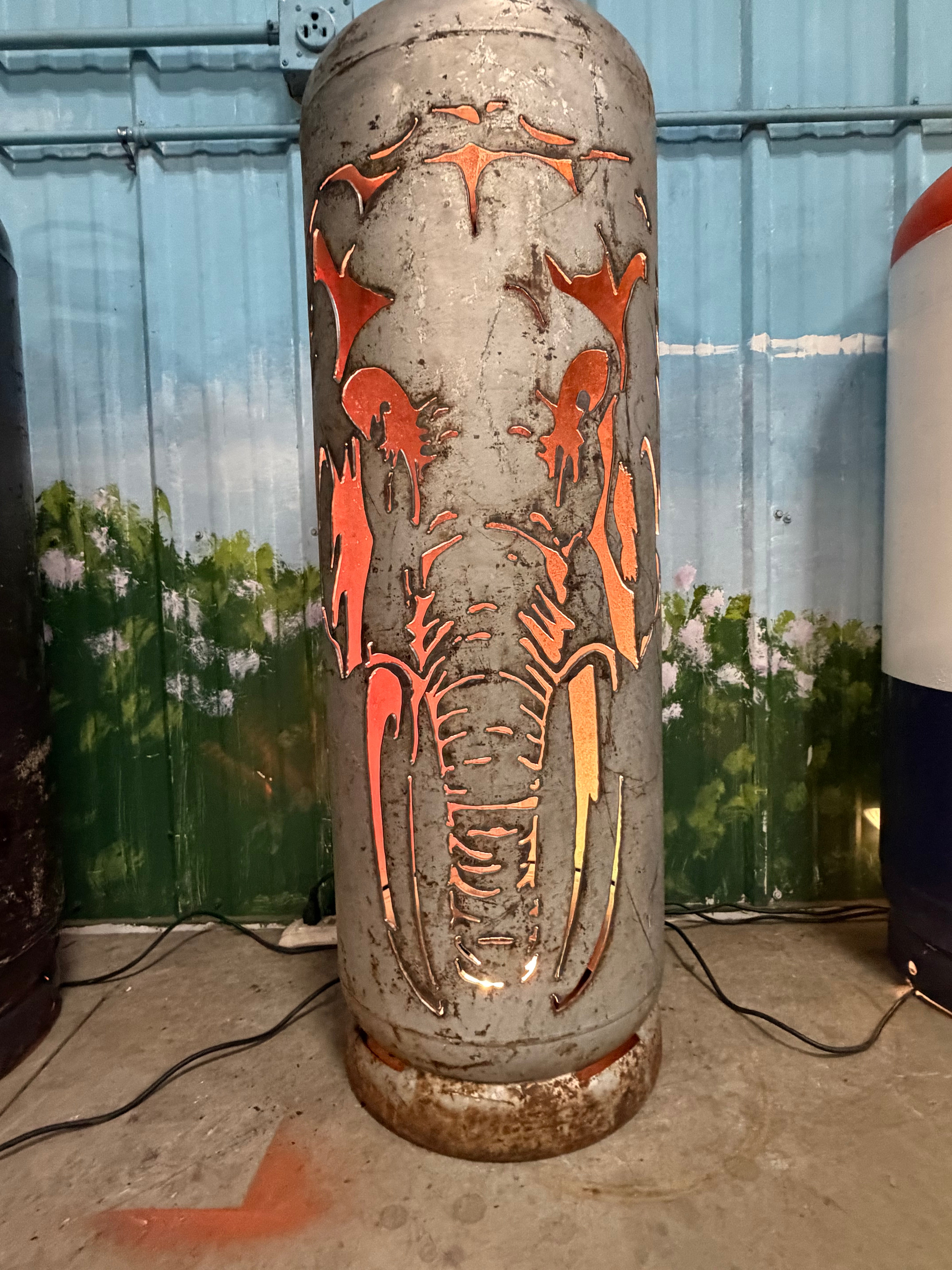 100lb Upcycled Patio Lantern, Elephant Lynette