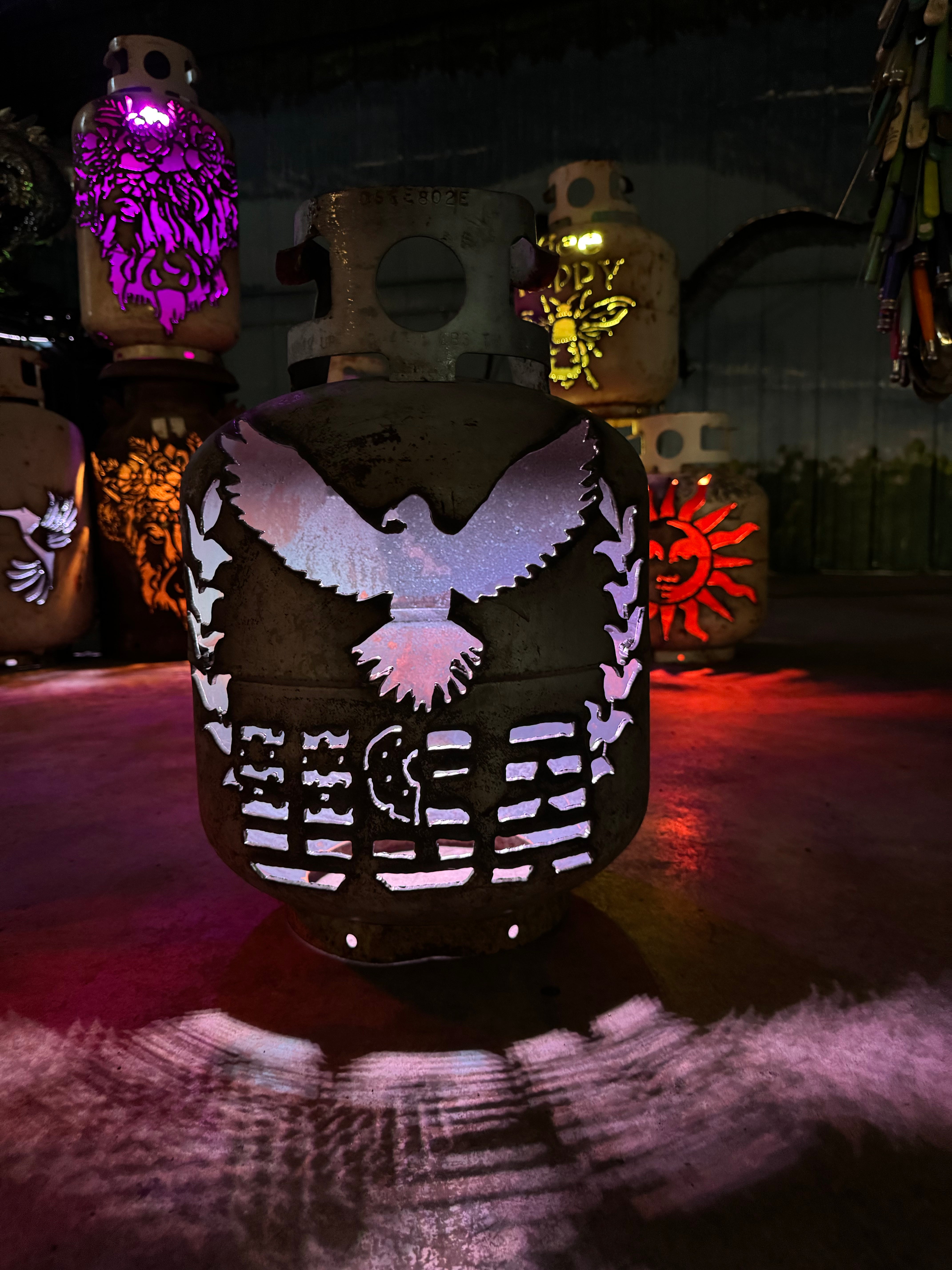 20lb Upcycled Patio Lantern, USA Eagle