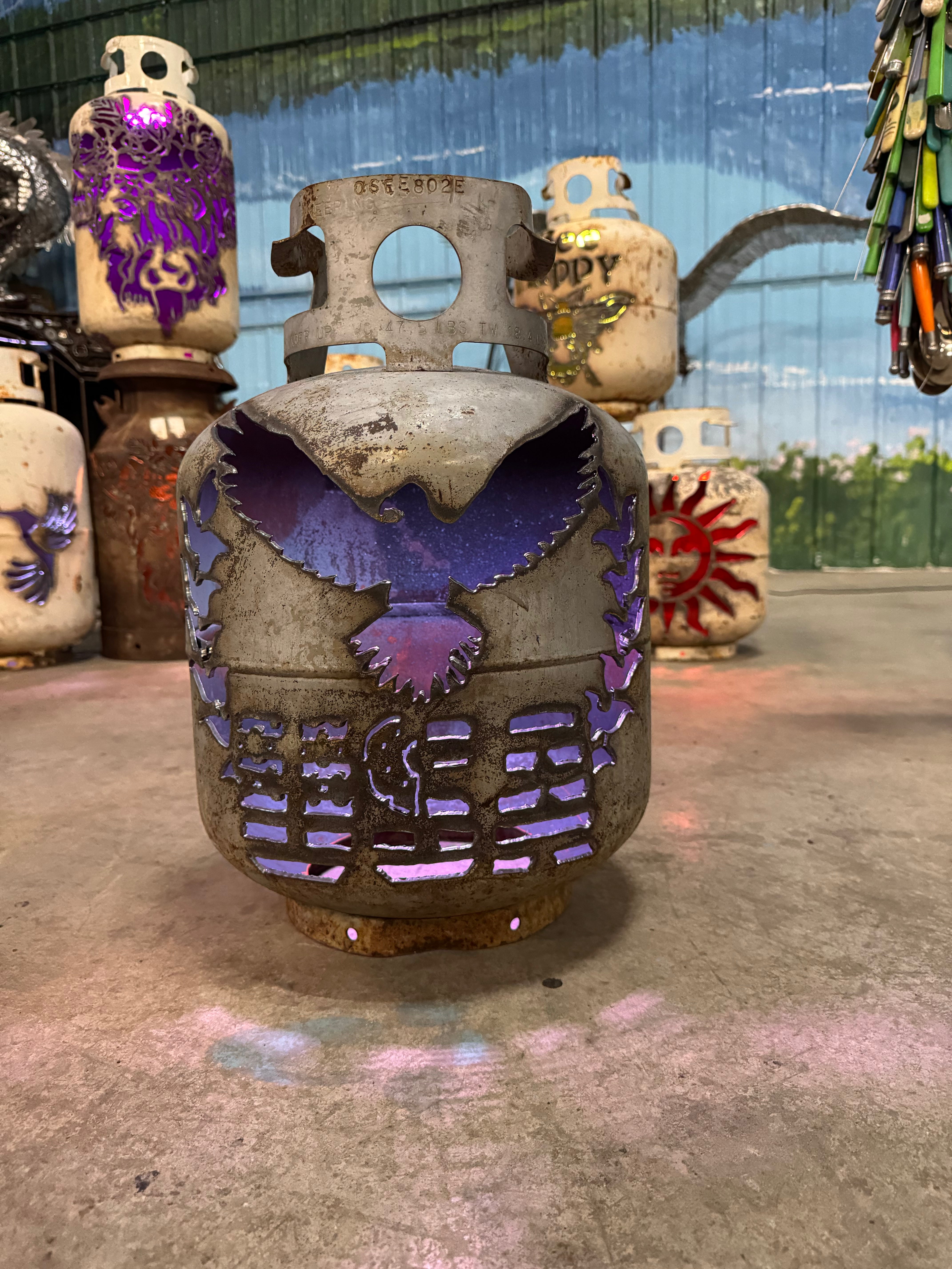 20lb Upcycled Patio Lantern, USA Eagle