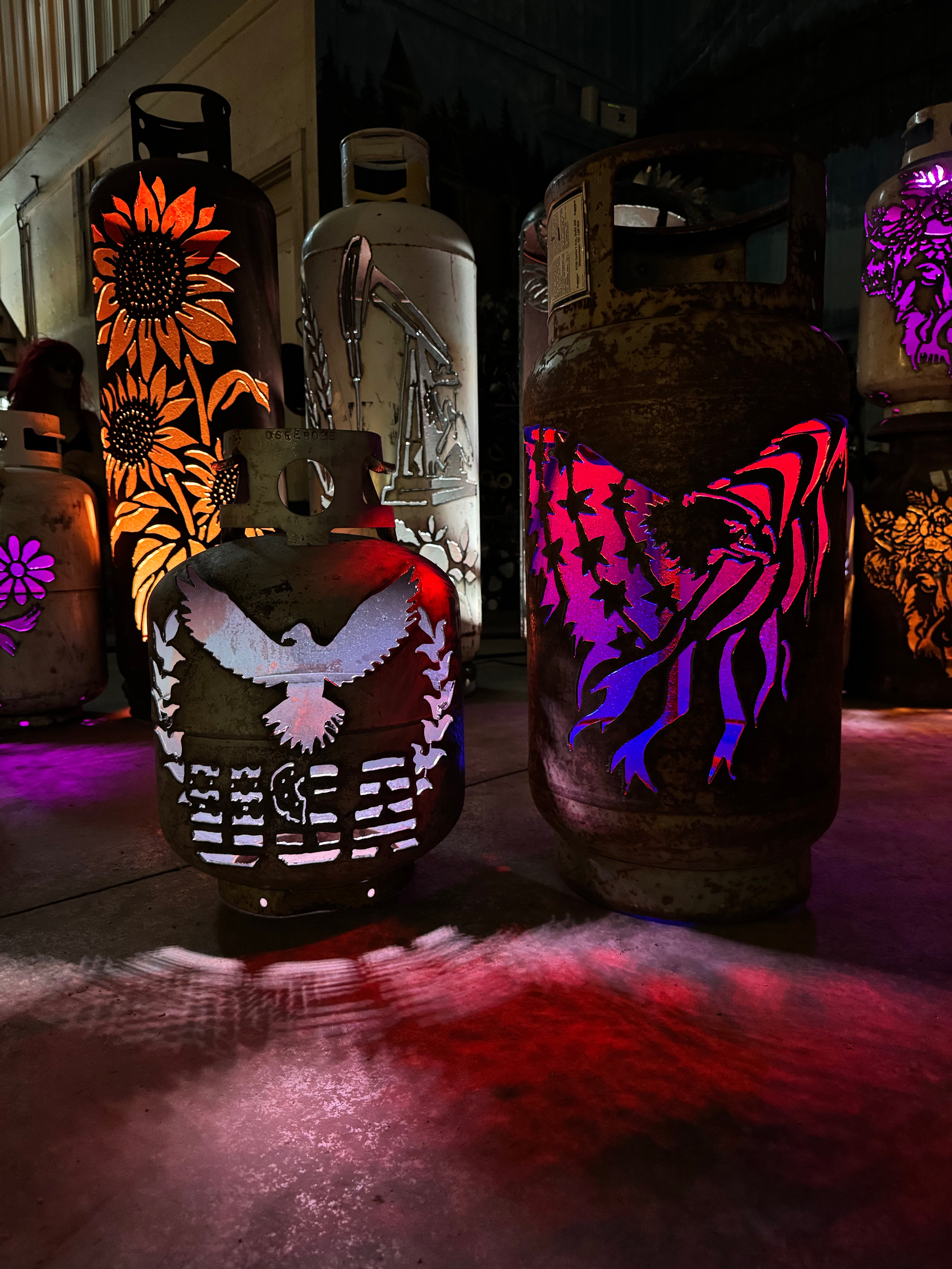 20lb Upcycled Patio Lantern, USA Eagle