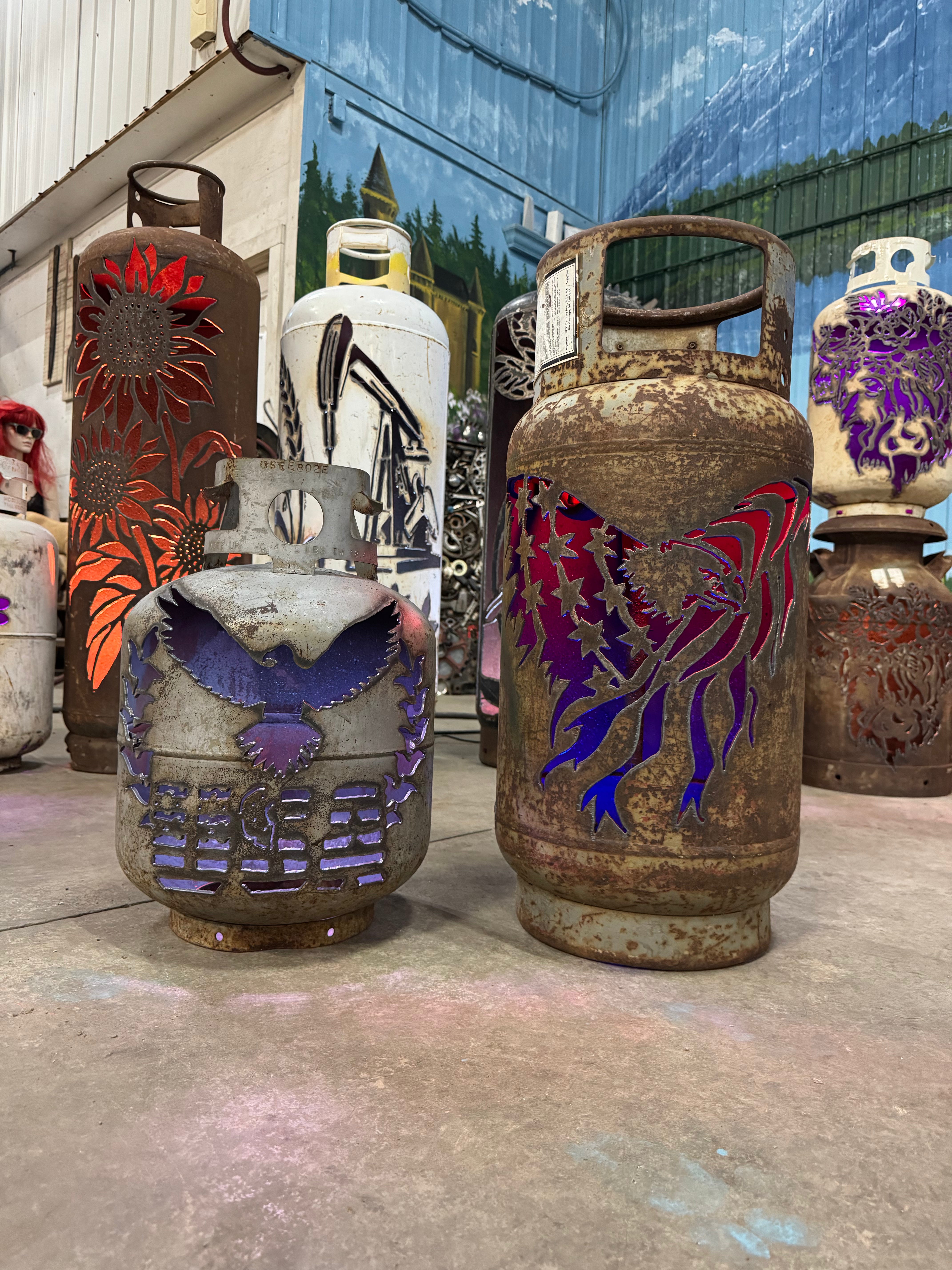 20lb Upcycled Patio Lantern, USA Eagle